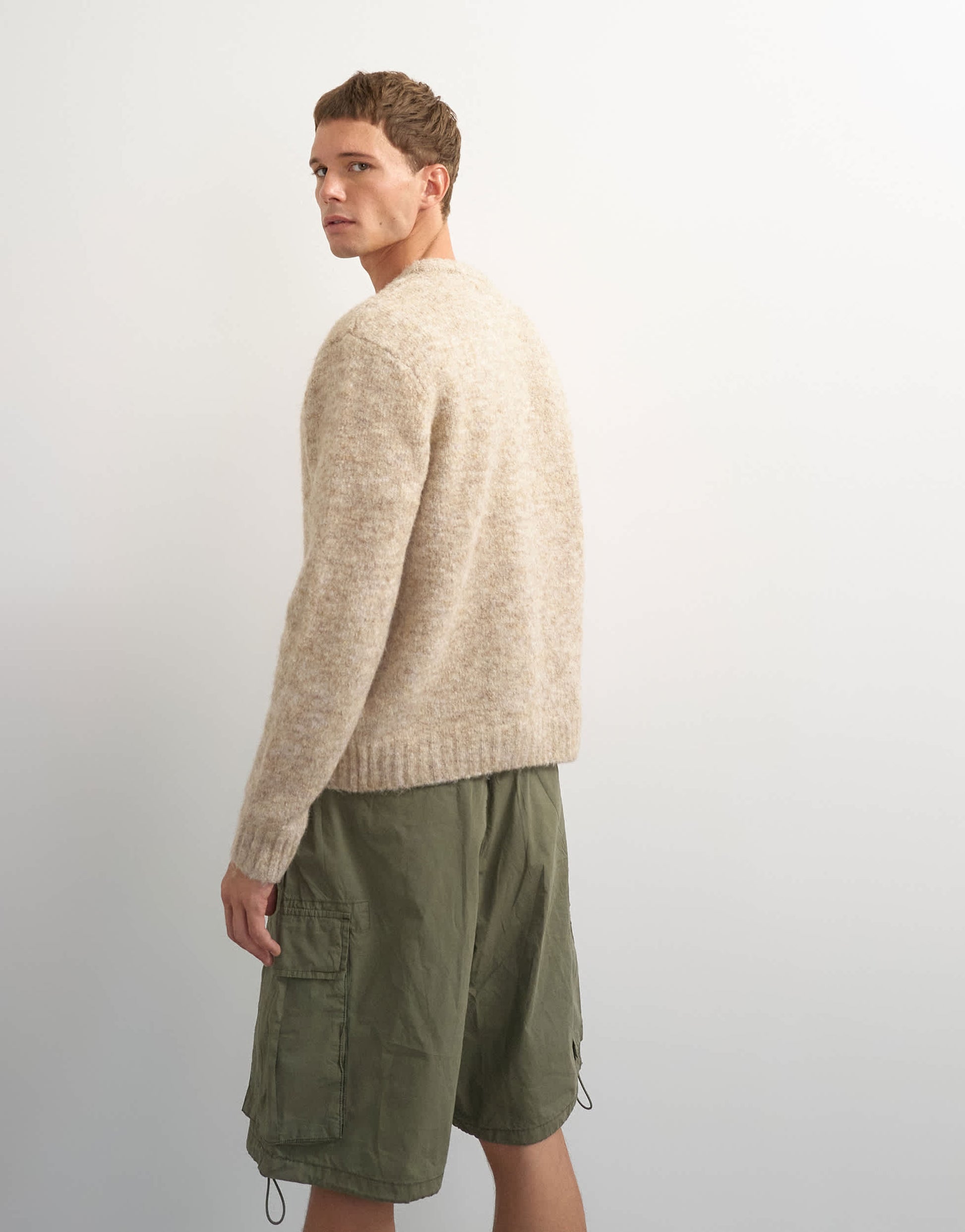 Topman relaxed fit loose knit jumper in stone