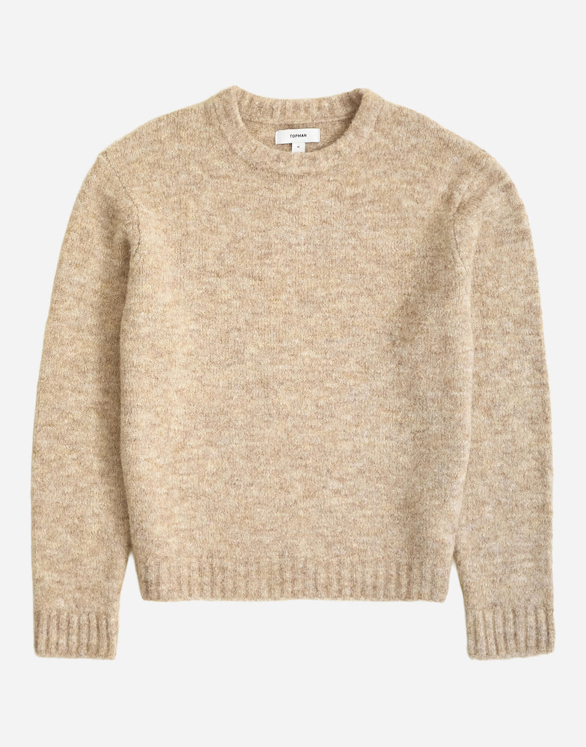 Topman relaxed fit loose knit jumper in stone
