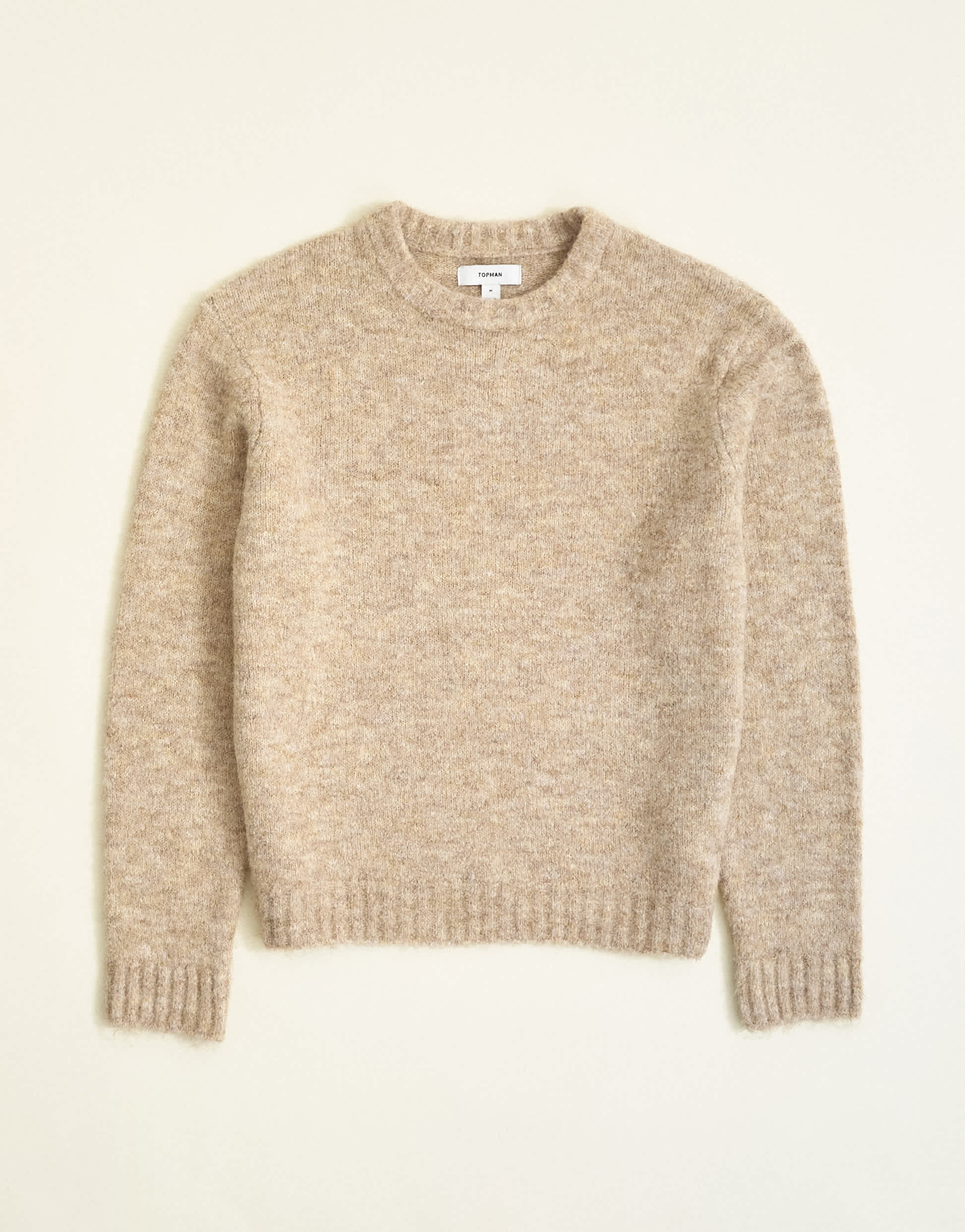 Topman relaxed fit loose knit jumper in stone