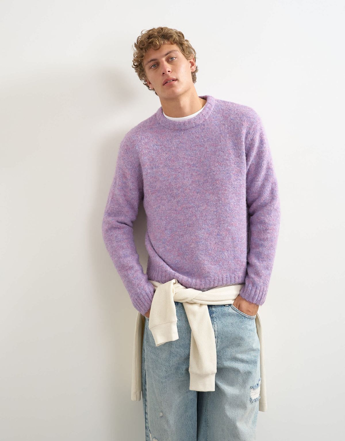 Topman relaxed fit loose knit jumper in lilac