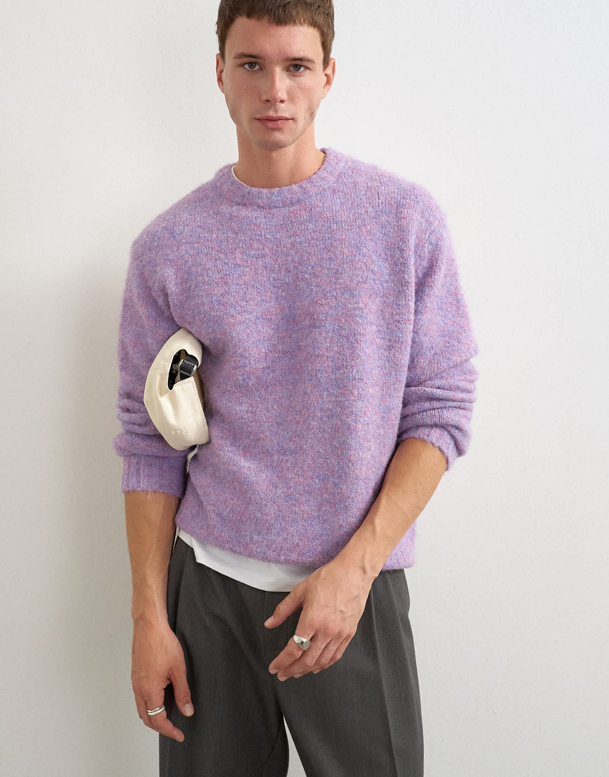 Topman relaxed fit loose knit jumper in lilac