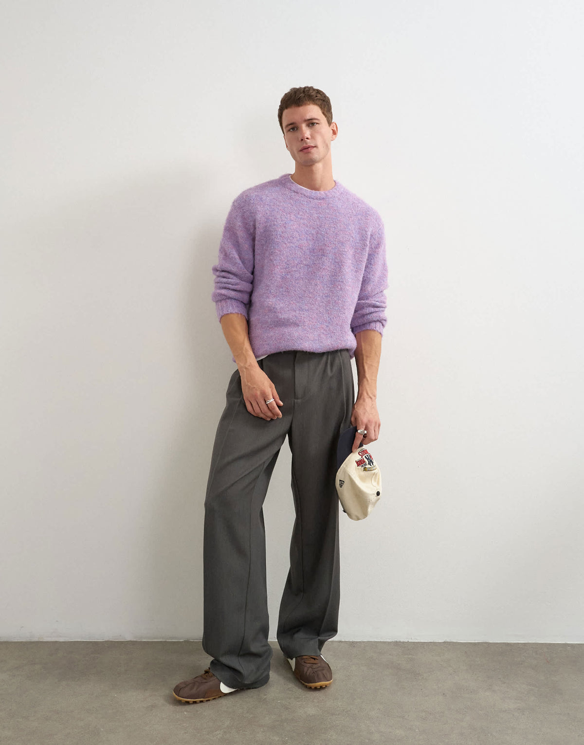Topman relaxed fit loose knit jumper in lilac