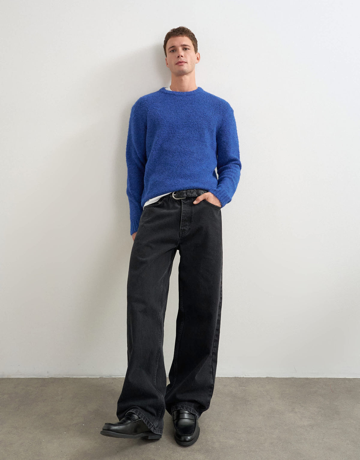 Topman relaxed fit loose knit jumper in cobalt blue