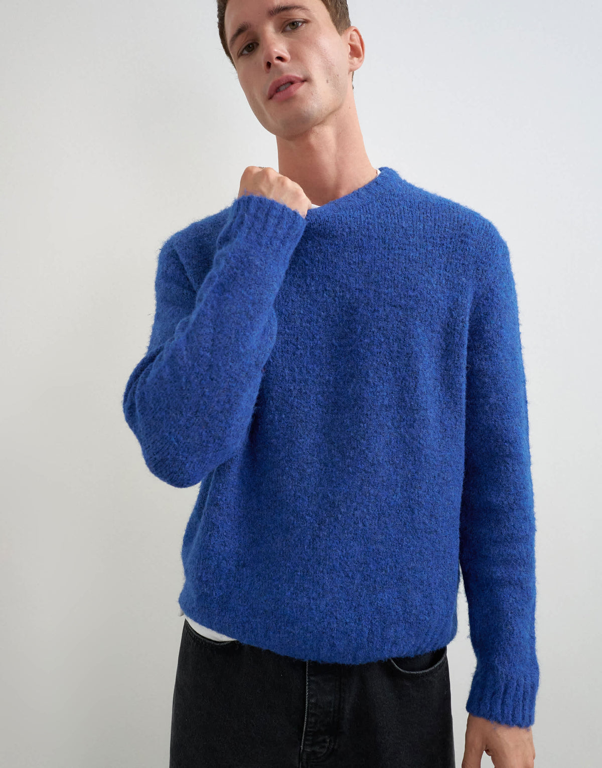 Topman relaxed fit loose knit jumper in cobalt blue
