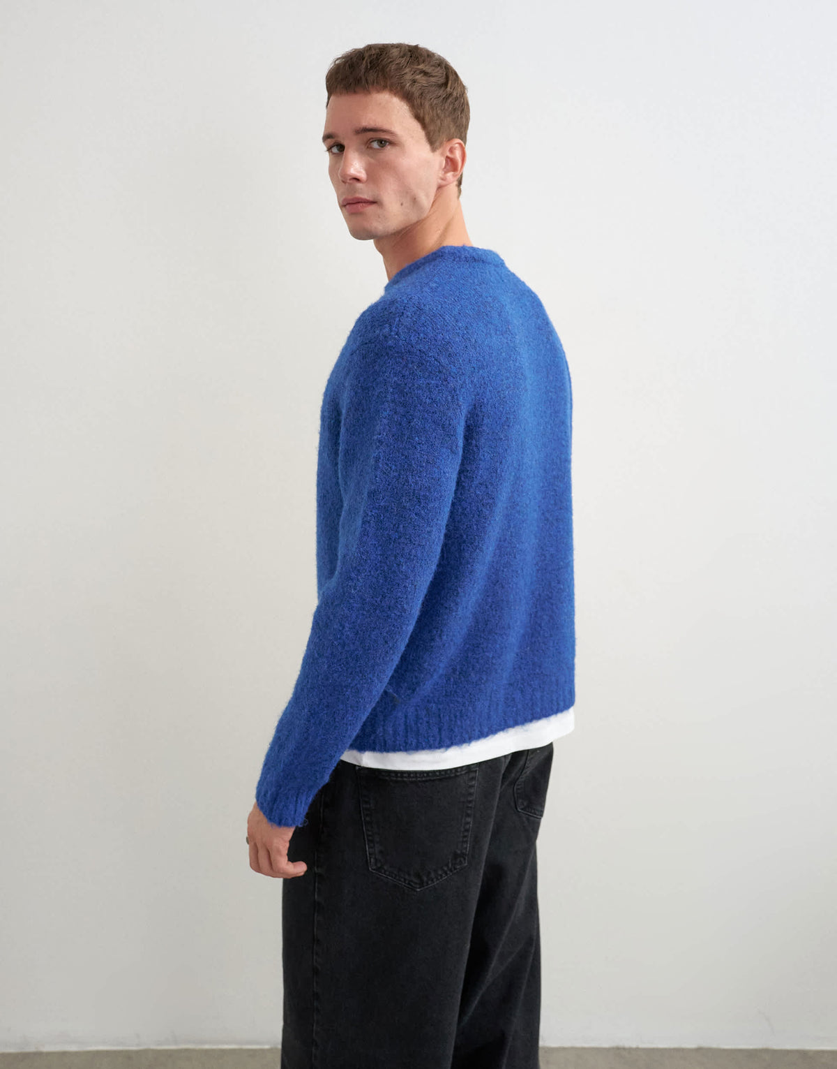 Topman relaxed fit loose knit jumper in cobalt blue