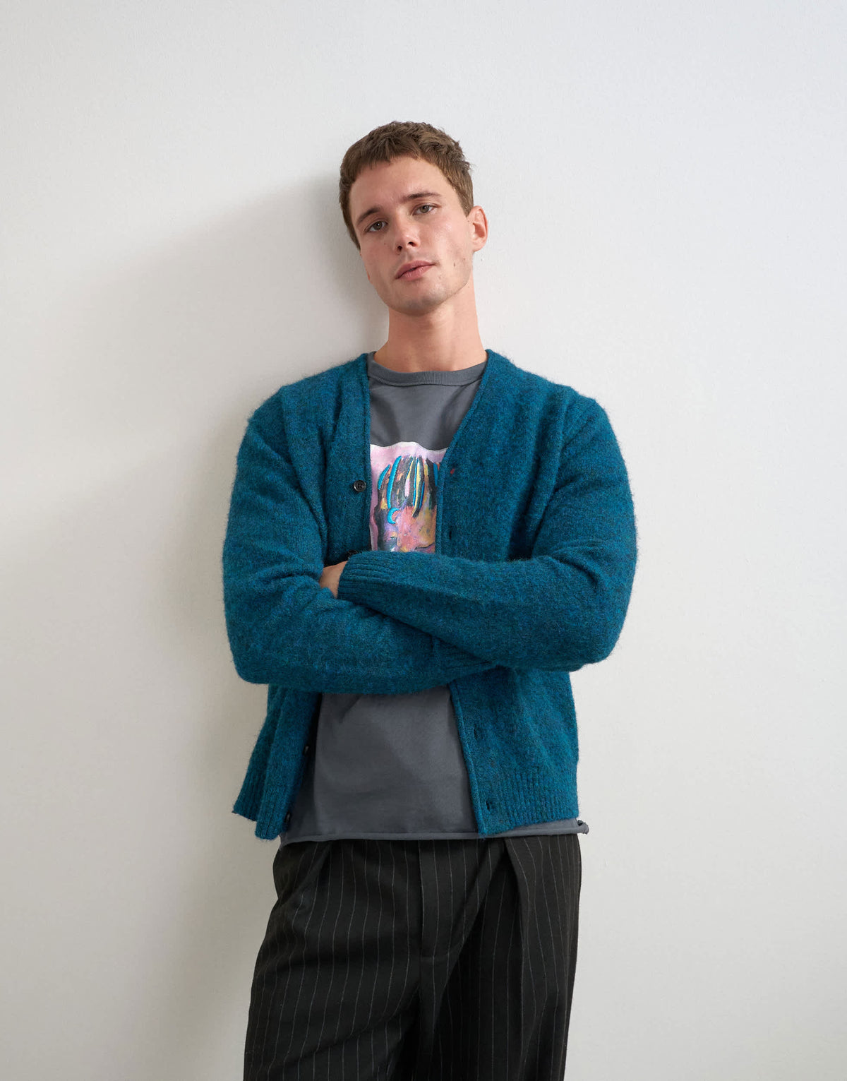 Topman classic fit brushed knitted cardigan in dark teal