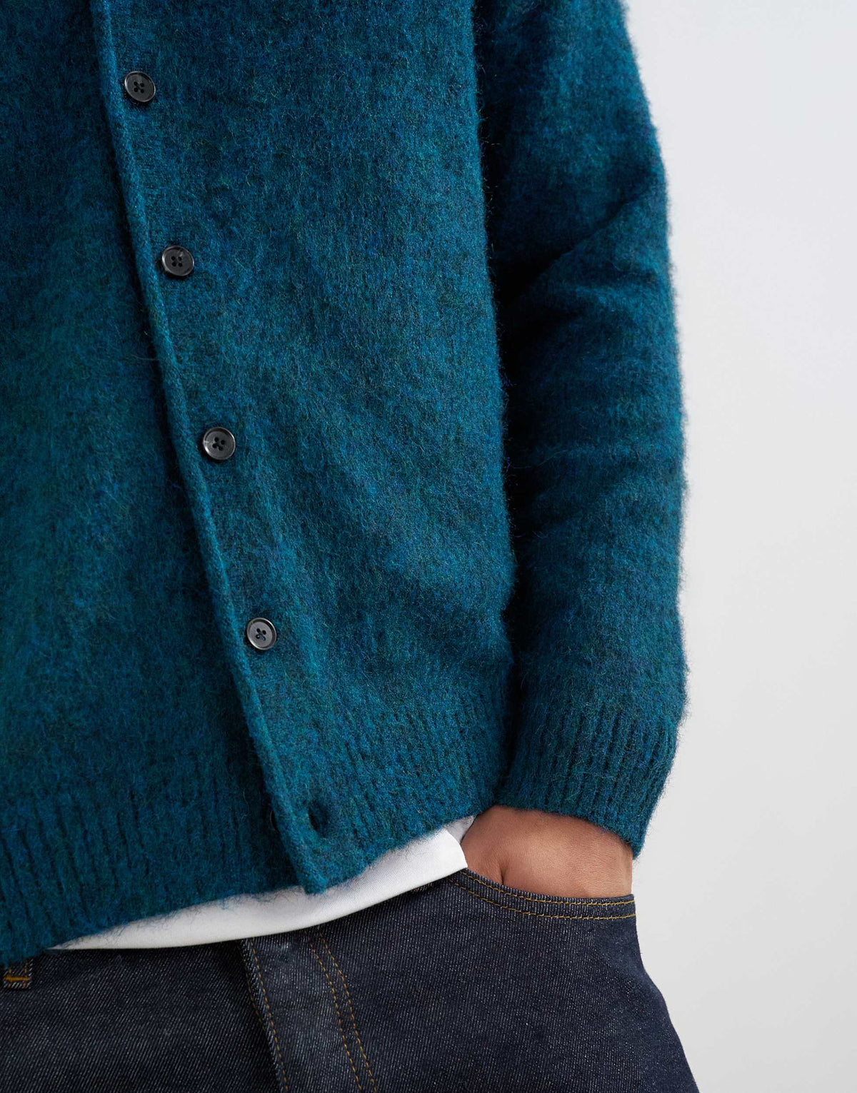Topman classic fit brushed knitted cardigan in dark teal