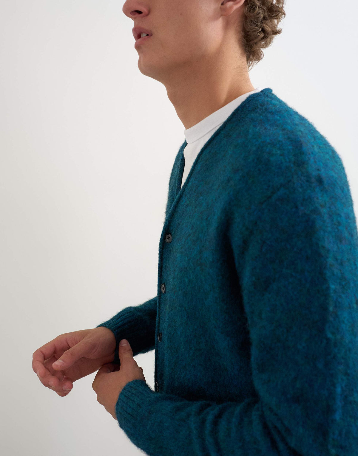 Topman classic fit brushed knitted cardigan in dark teal