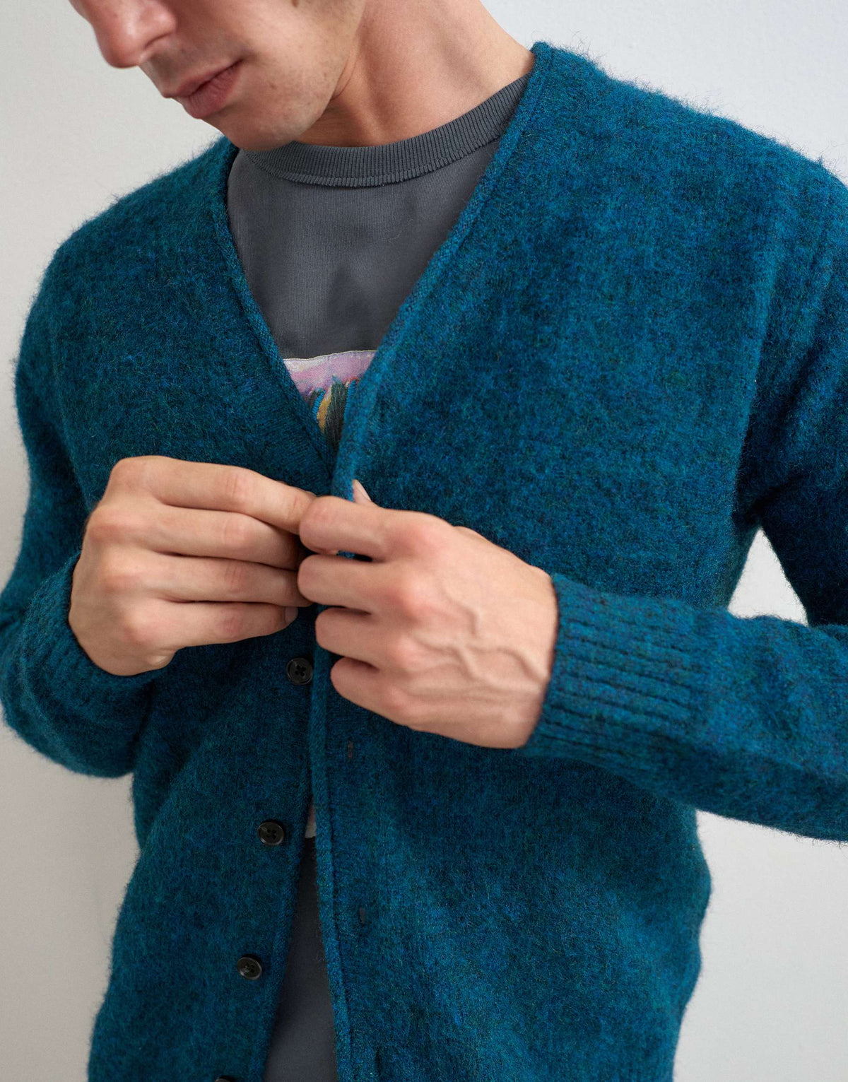 Topman classic fit brushed knitted cardigan in dark teal