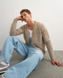 Topman classic fit brushed knitted cardigan in oatmeal