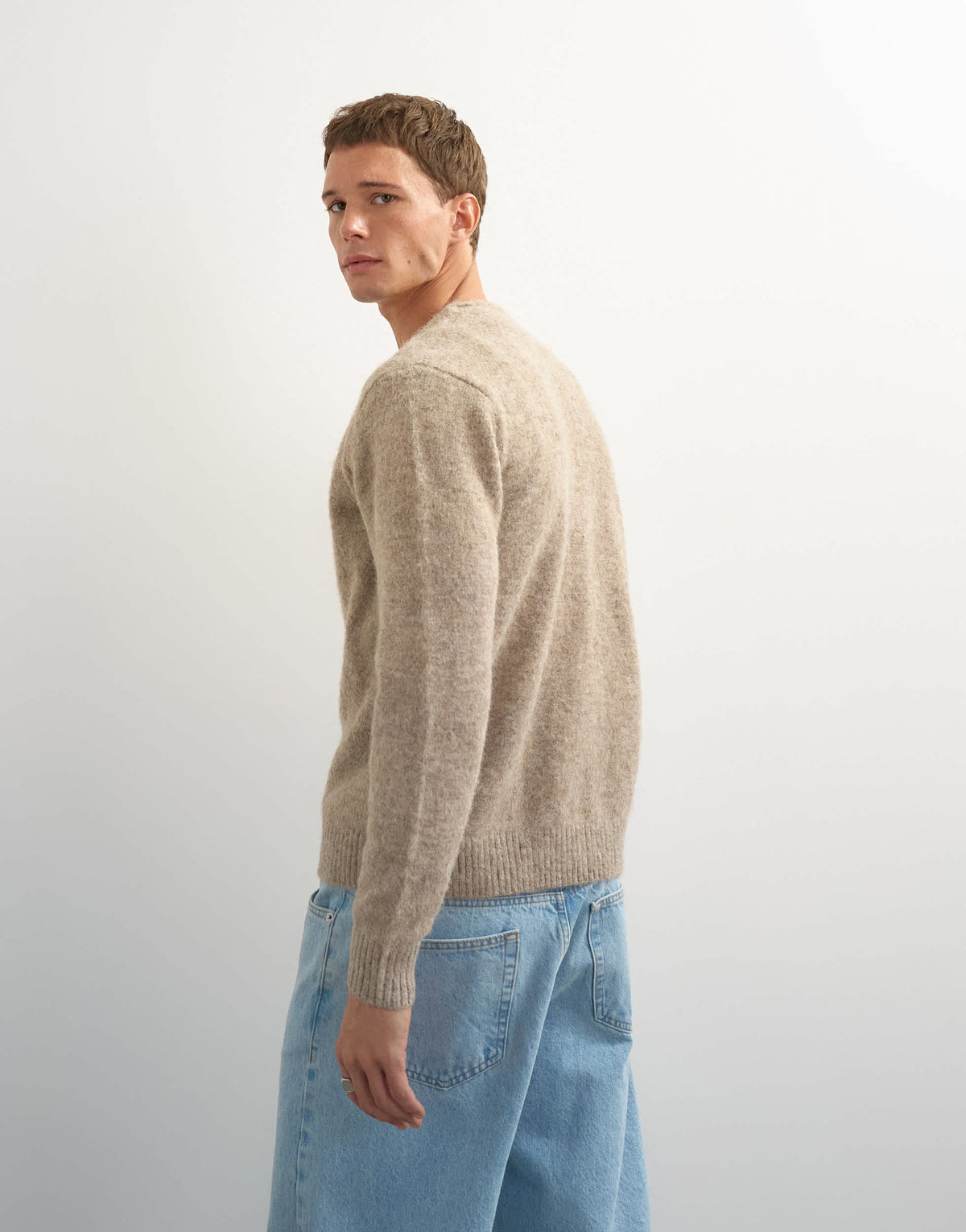 Topman classic fit brushed knitted cardigan in oatmeal