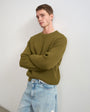 Topman fisherman rib knitted jumper in khaki