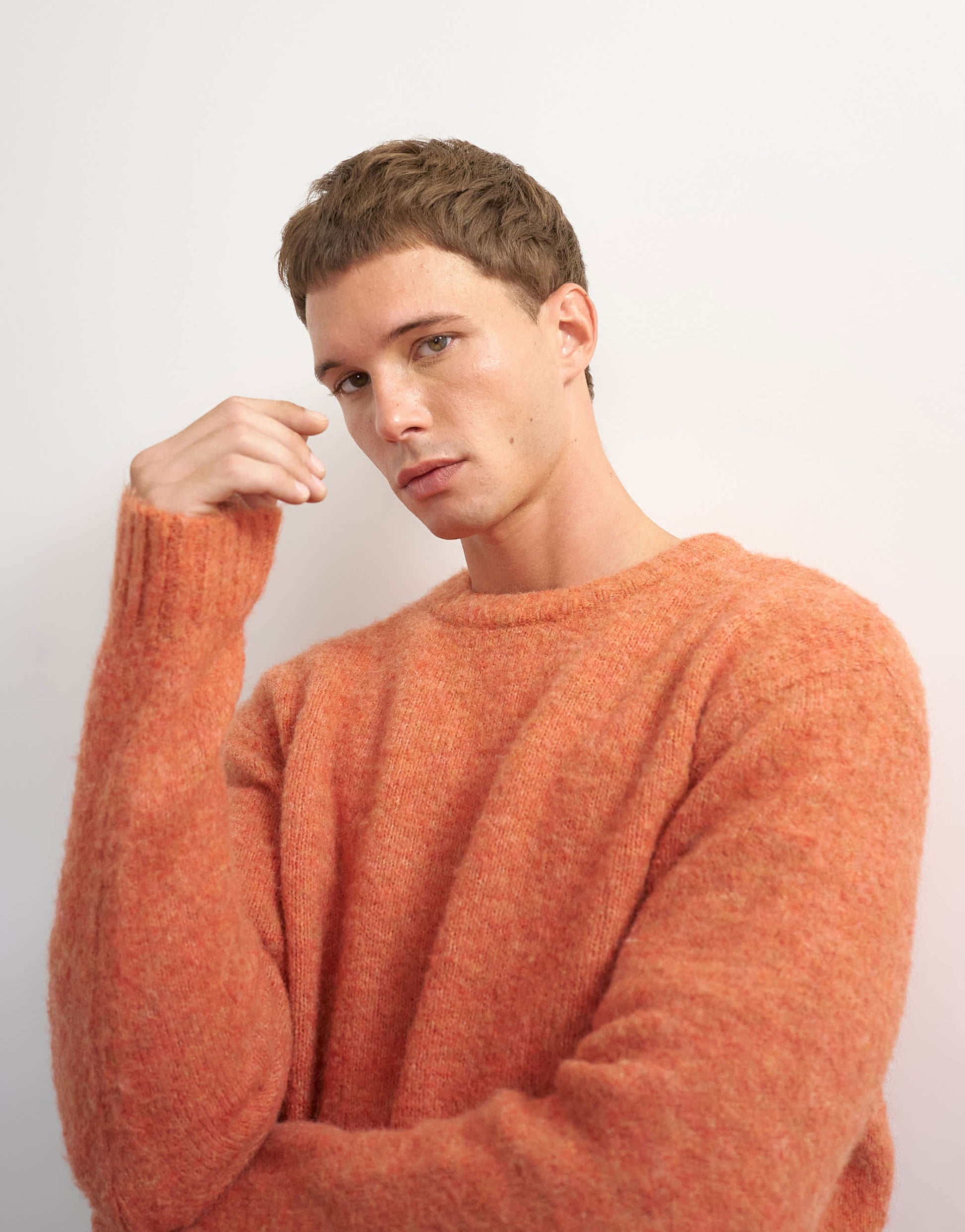 Topman relaxed fit crewneck knitted jumper in orange