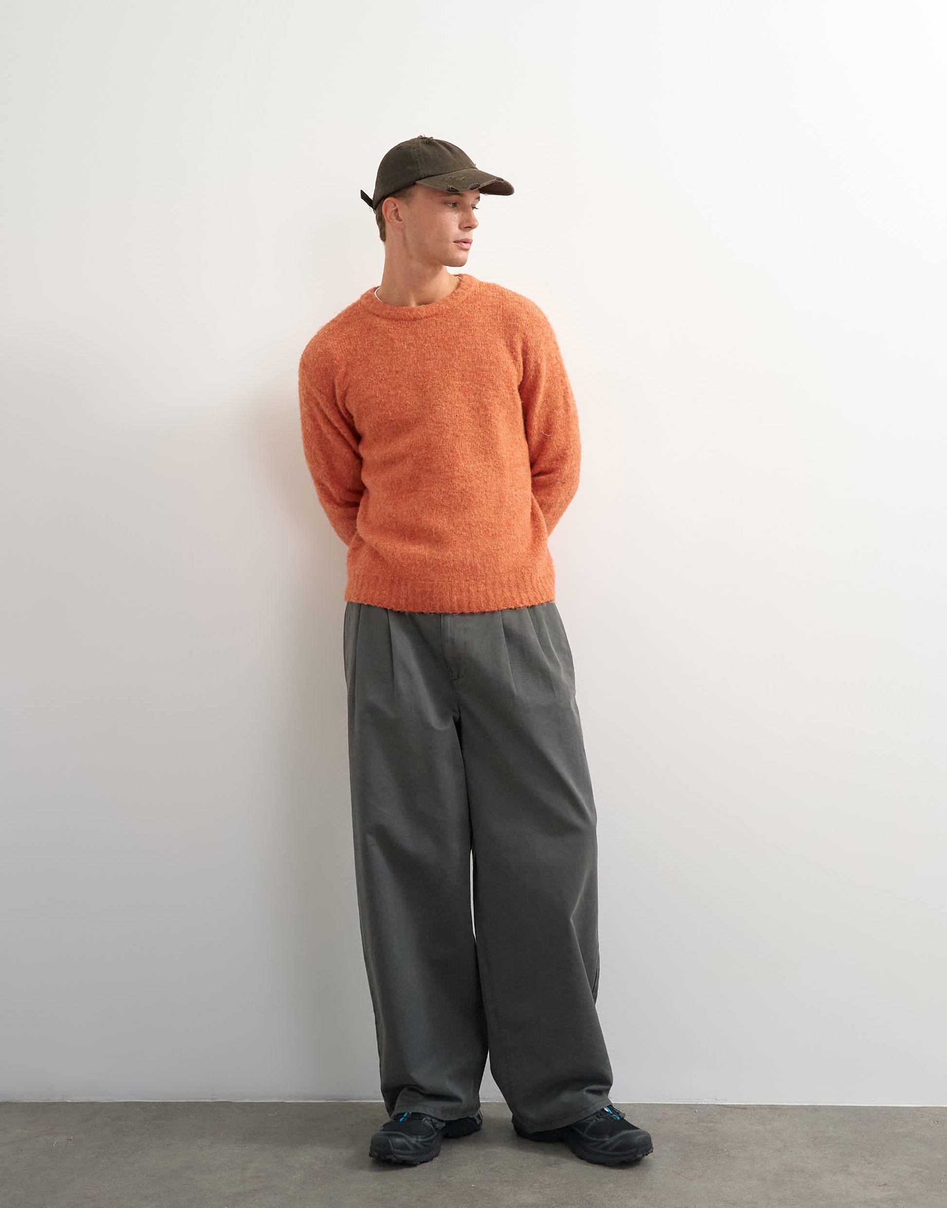 Topman relaxed fit crewneck knitted jumper in orange