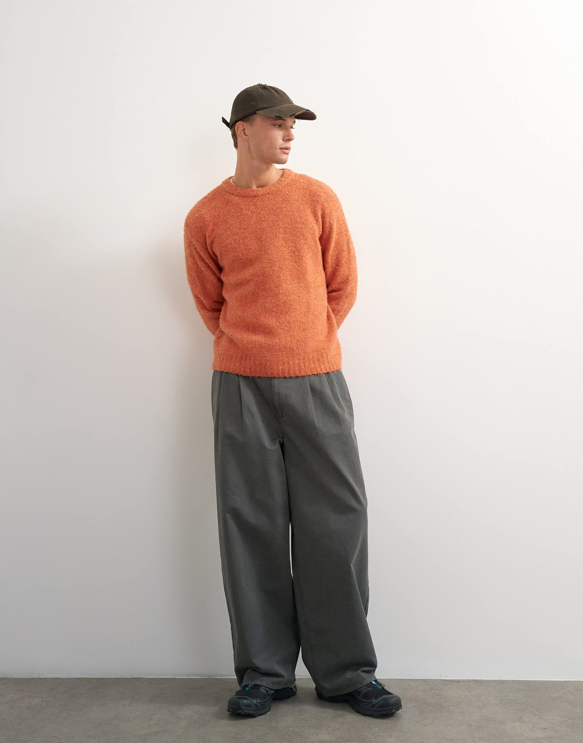 Topman relaxed fit crewneck knitted jumper in orange
