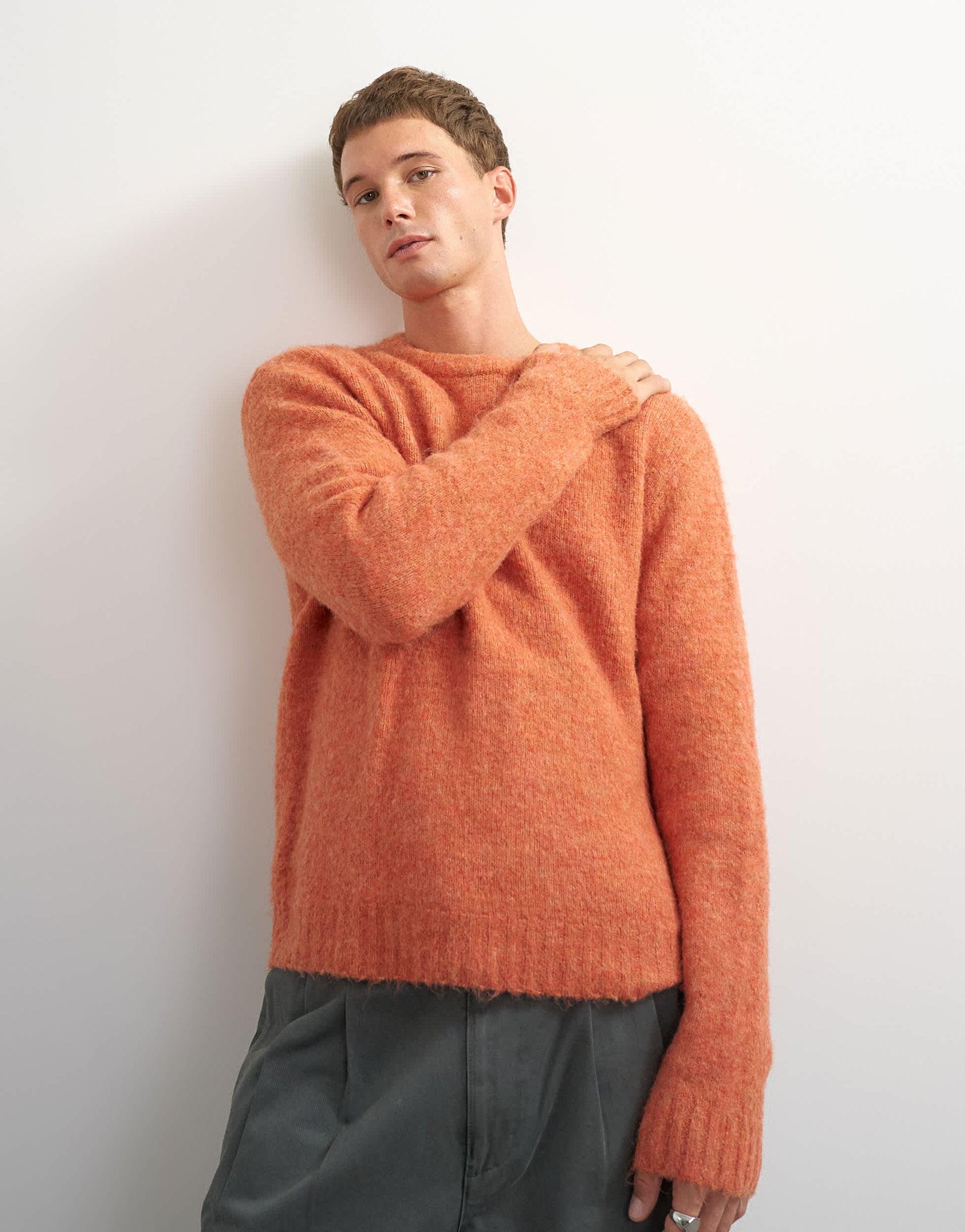 Topman relaxed fit crewneck knitted jumper in orange