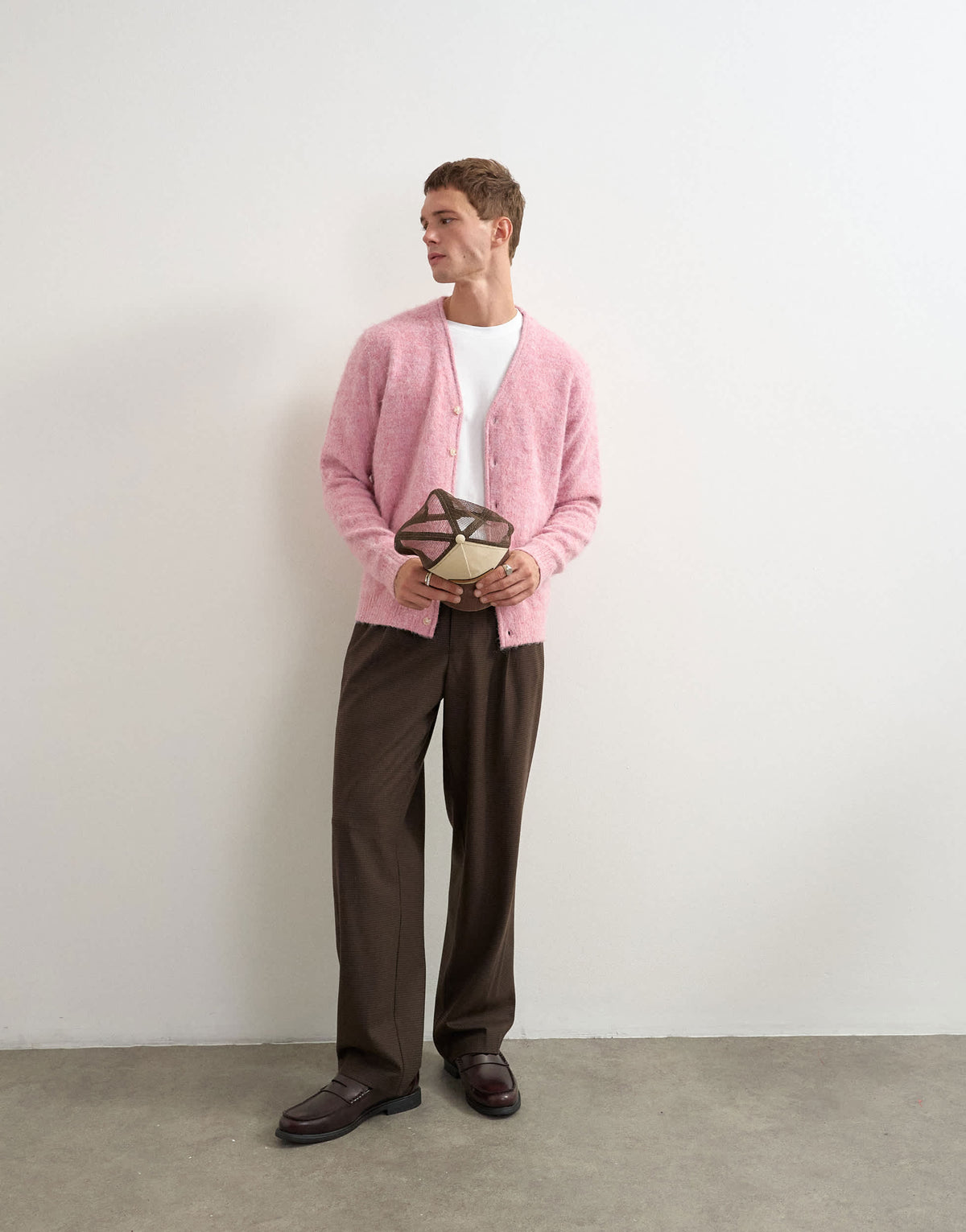 Topman classic fit brushed knitted cardigan in pink