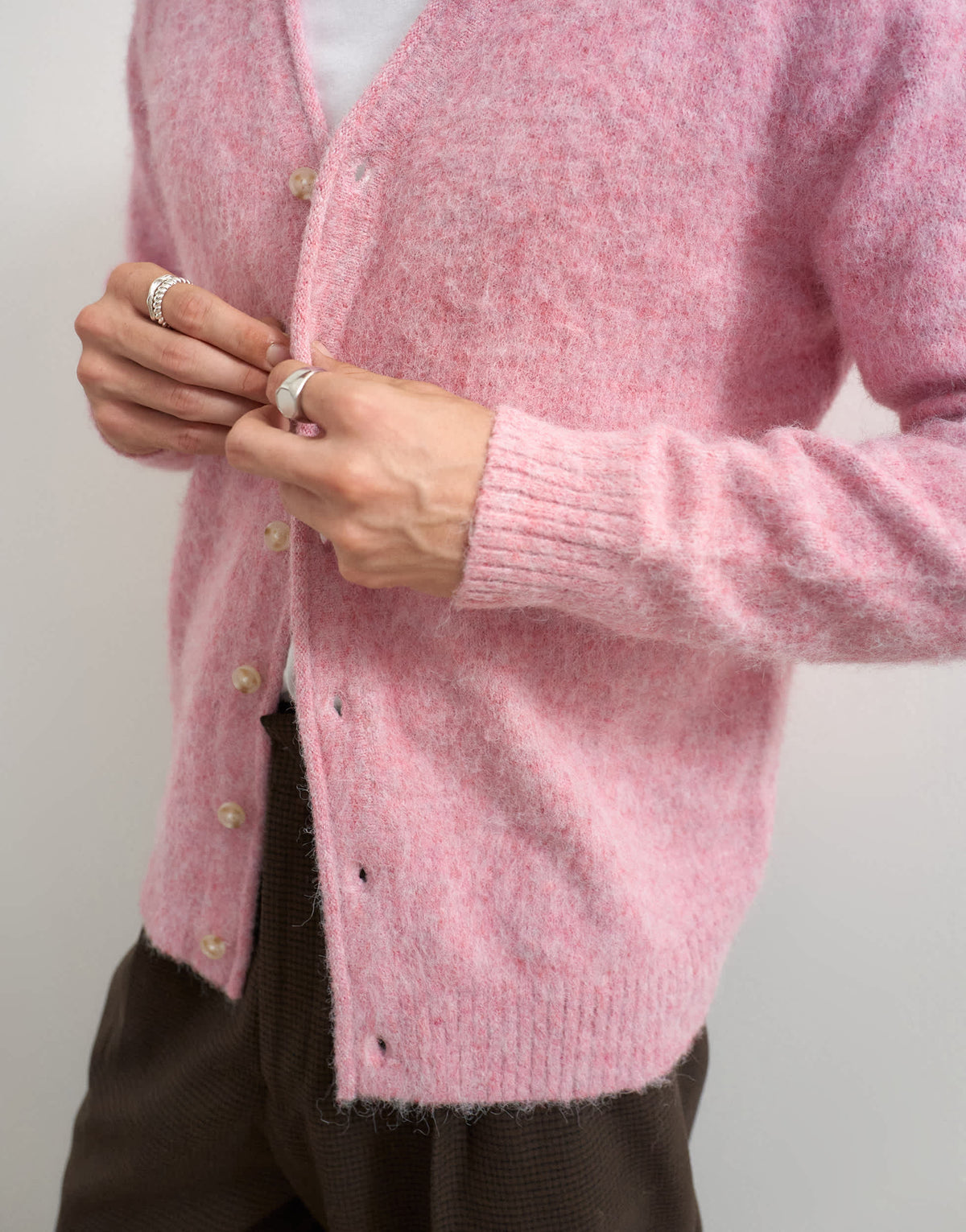Topman classic fit brushed knitted cardigan in pink