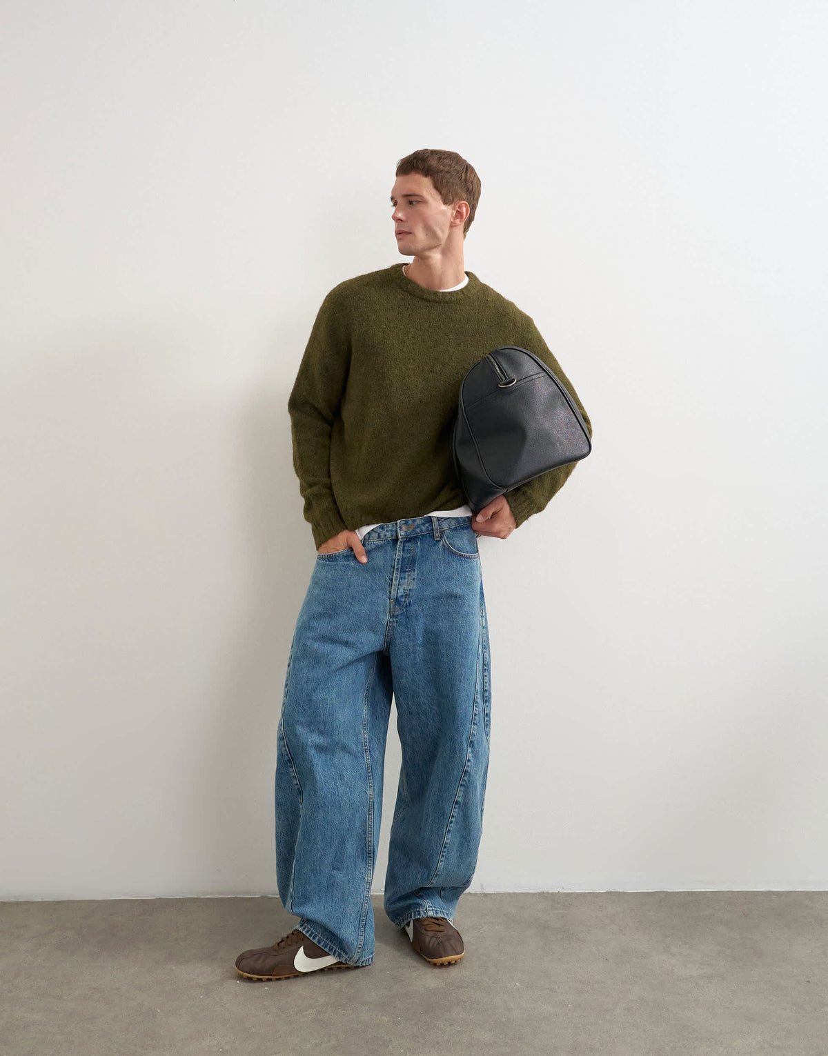 Topman relaxed fit loose knit jumper in khaki