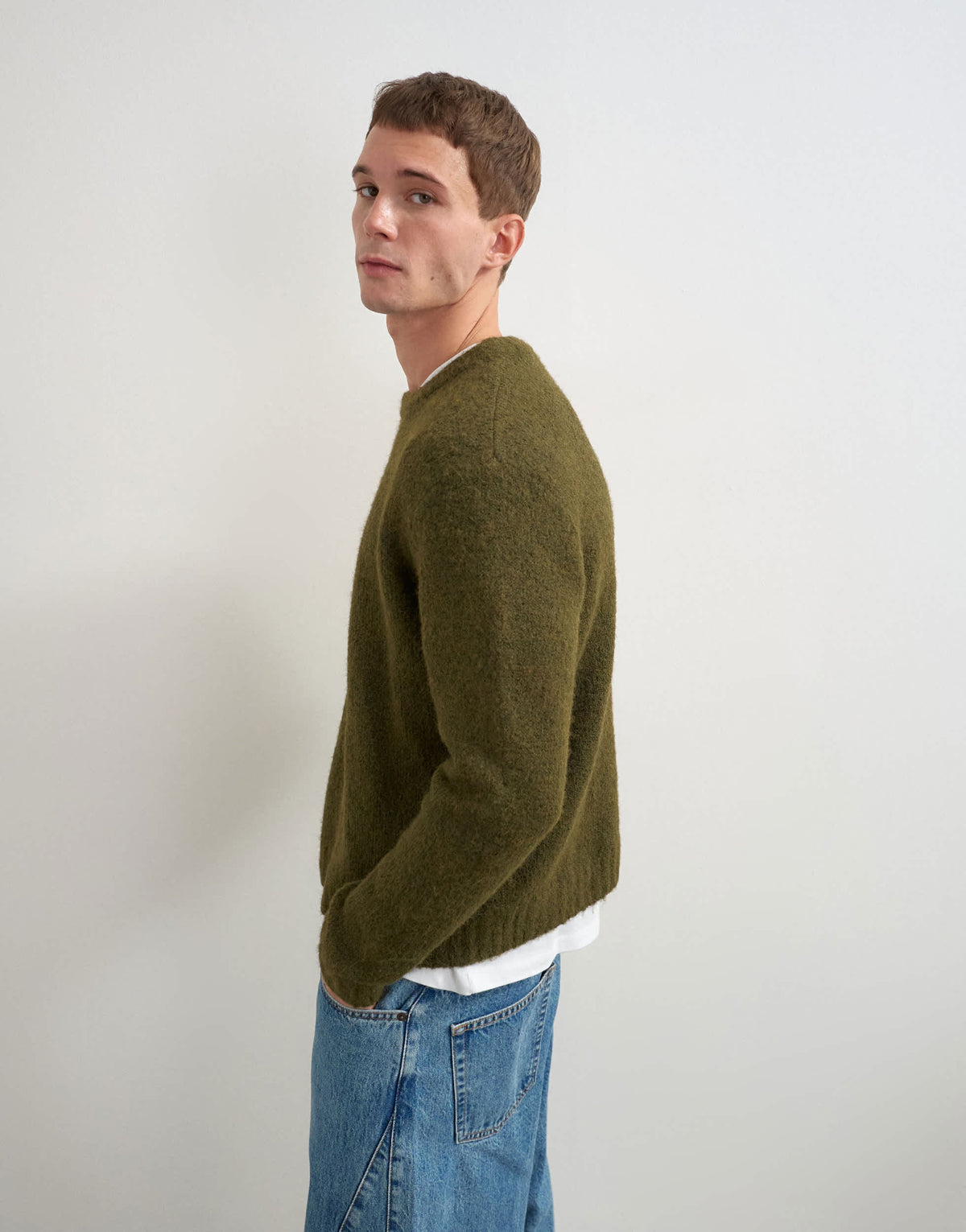 Topman relaxed fit loose knit jumper in khaki