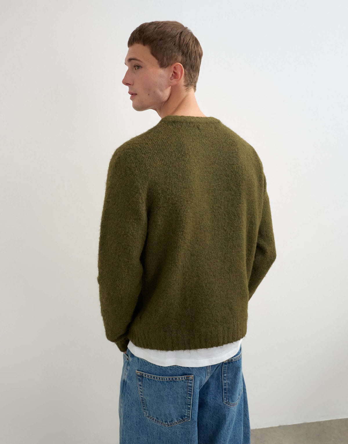 Topman relaxed fit loose knit jumper in khaki
