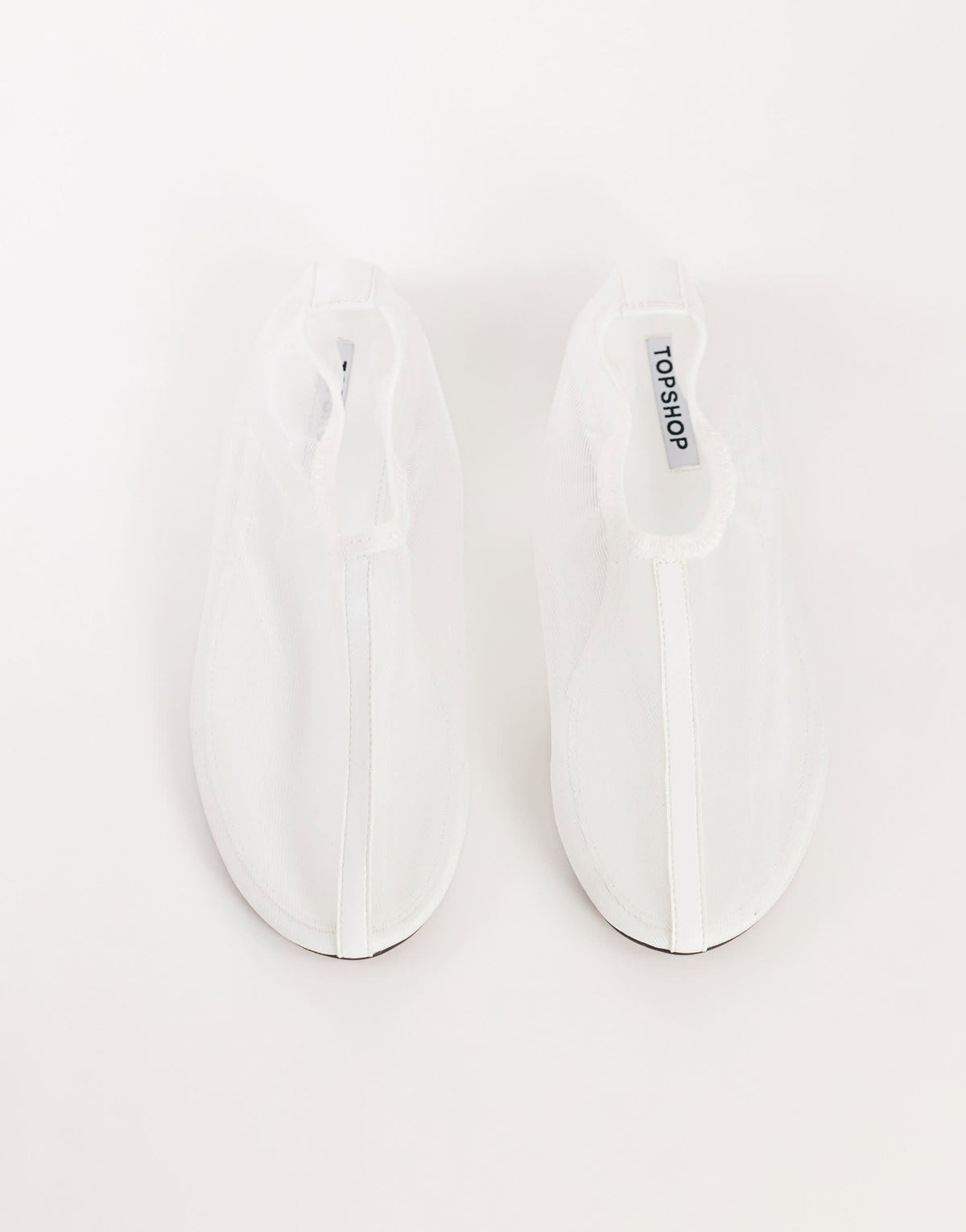 Topshop Blake mesh ballet flat shoe in off white