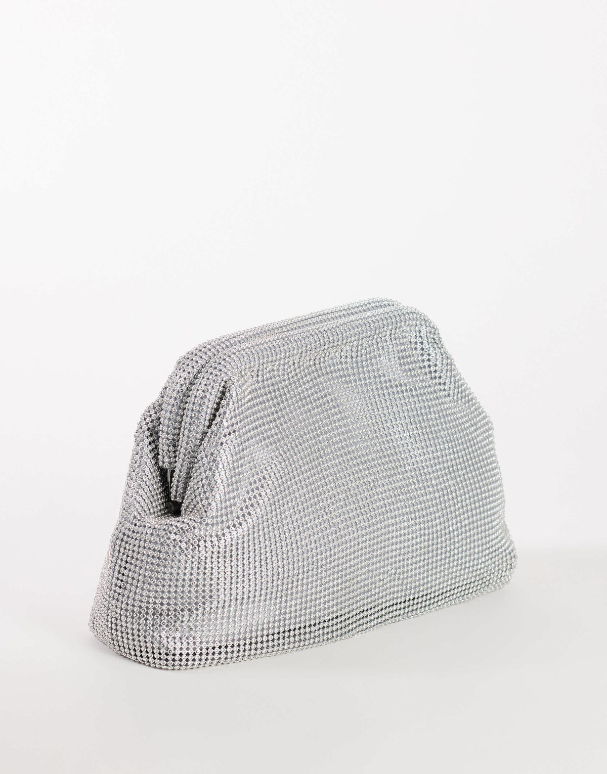 Topshop Golde medium clutch bag in silver diamante