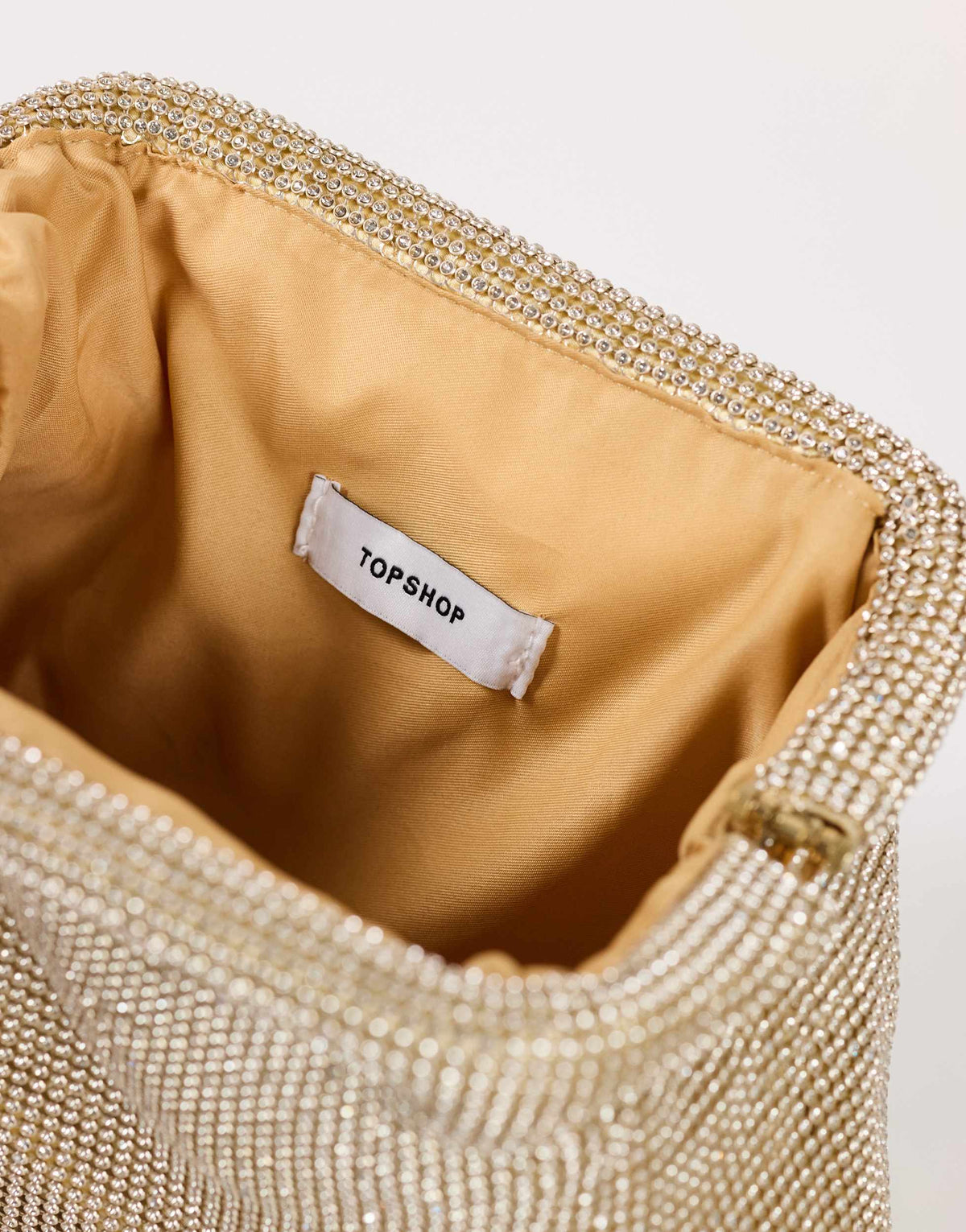 Topshop Golde medium clutch bag in gold diamante