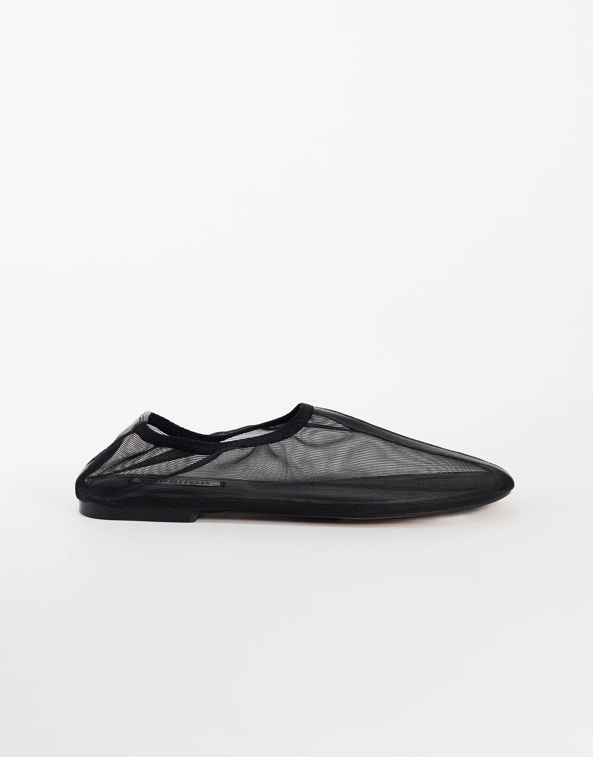 Topshop Blake mesh ballet flat shoe in black