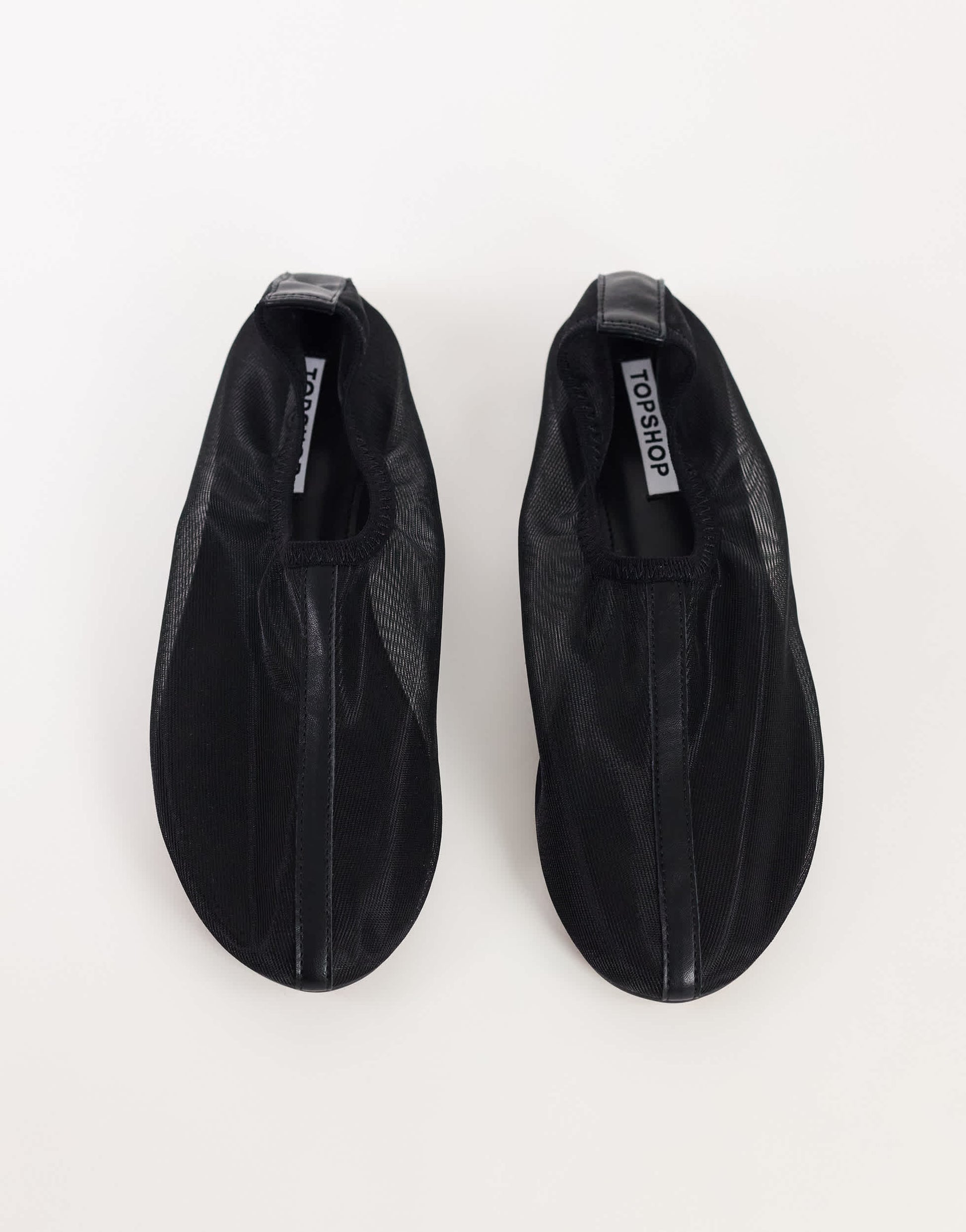 Topshop Blake mesh ballet flat shoe in black