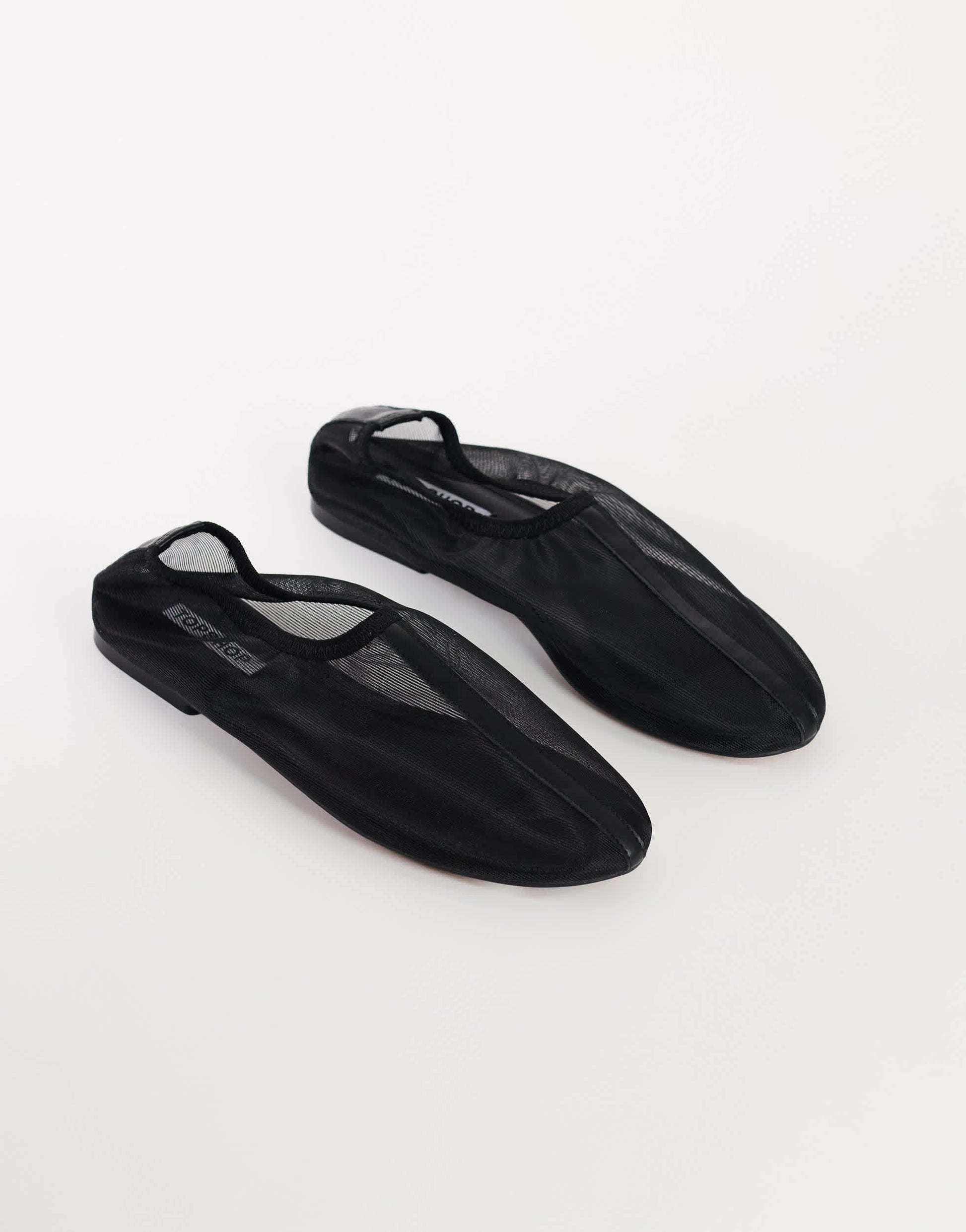 Topshop Blake mesh ballet flat shoe in black