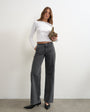 Topshop waistbandless relaxed straight jean in washed black
