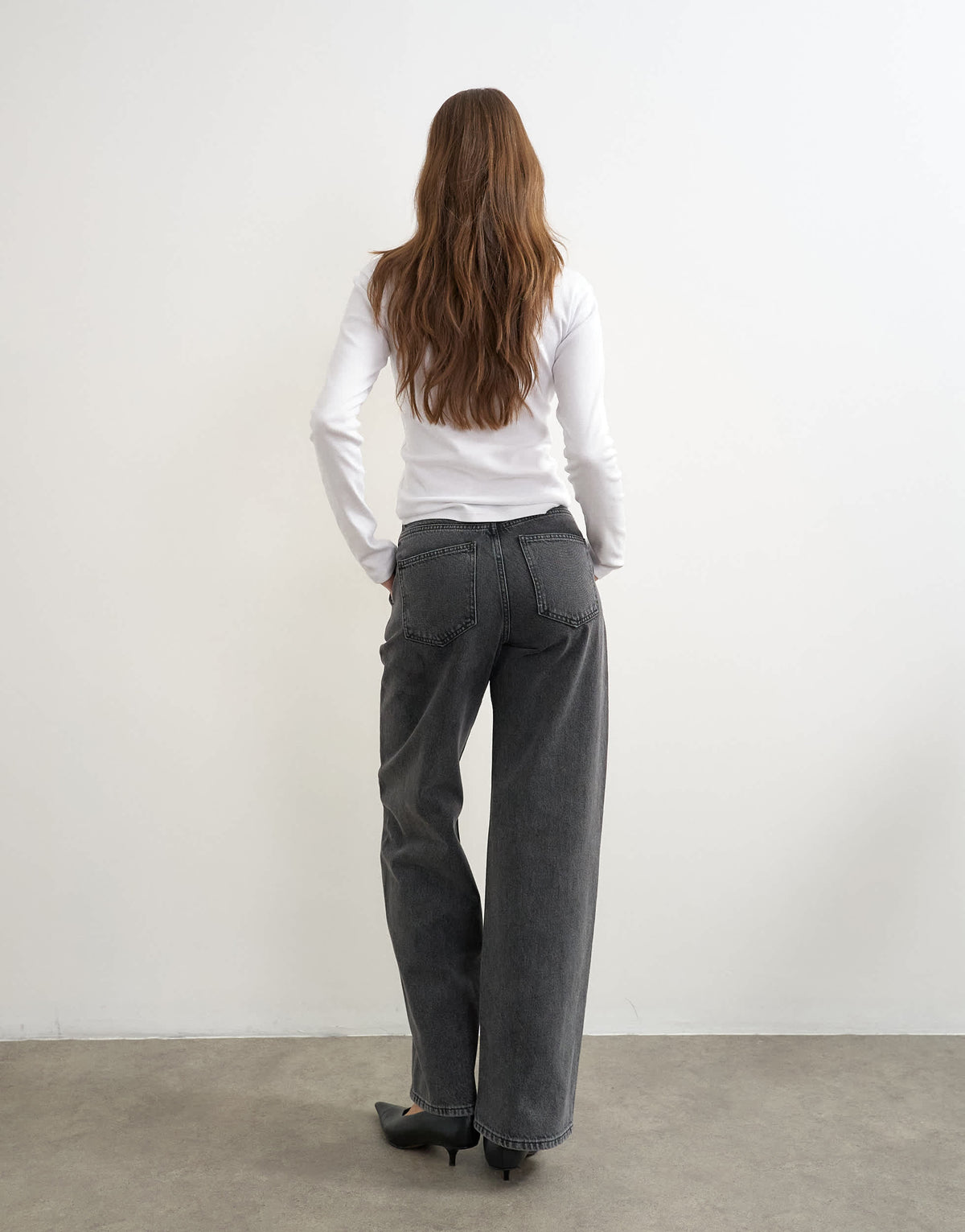 Topshop waistbandless relaxed straight jean in washed black
