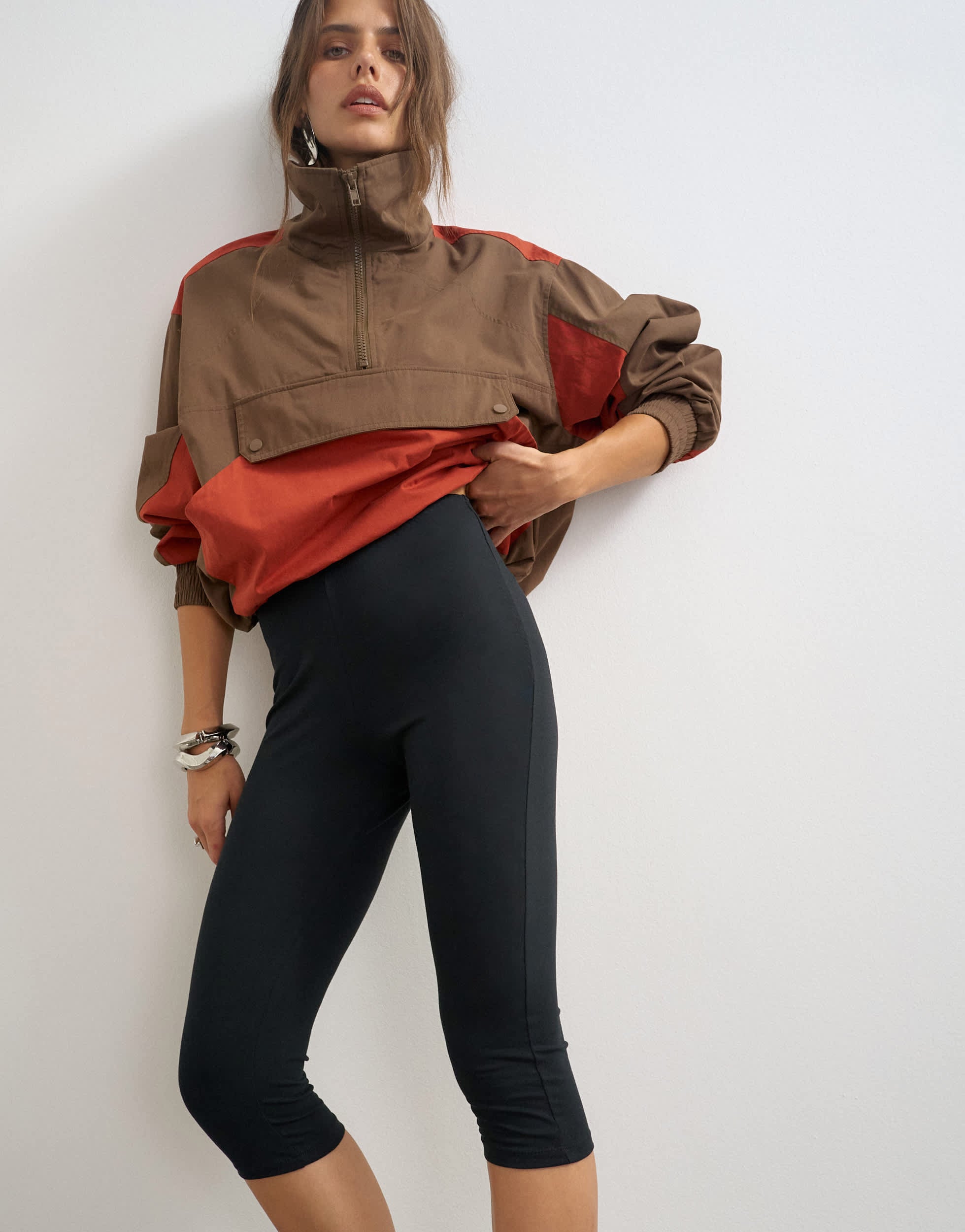 Topshop jersey capri leggings in black