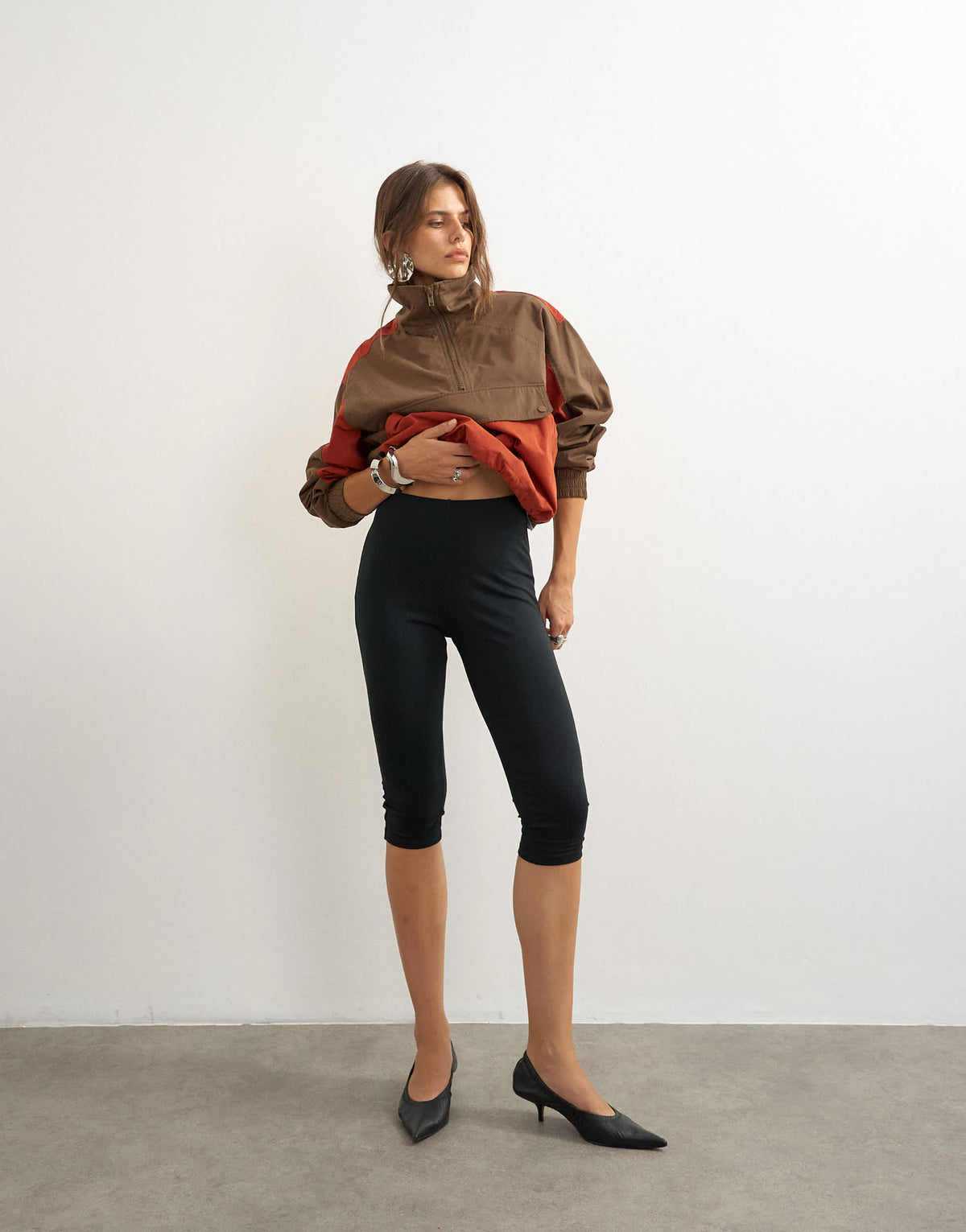 Topshop jersey capri leggings in black