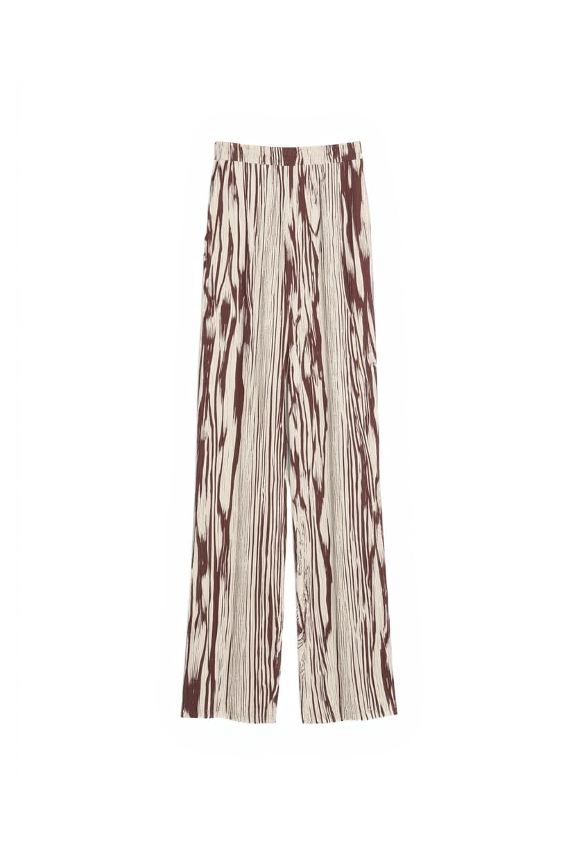 Topshop animal crinkle wide leg trouser in brown