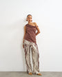Topshop animal plisse wide leg trouser in brown