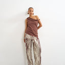 Topshop animal crinkle wide leg trouser in brown