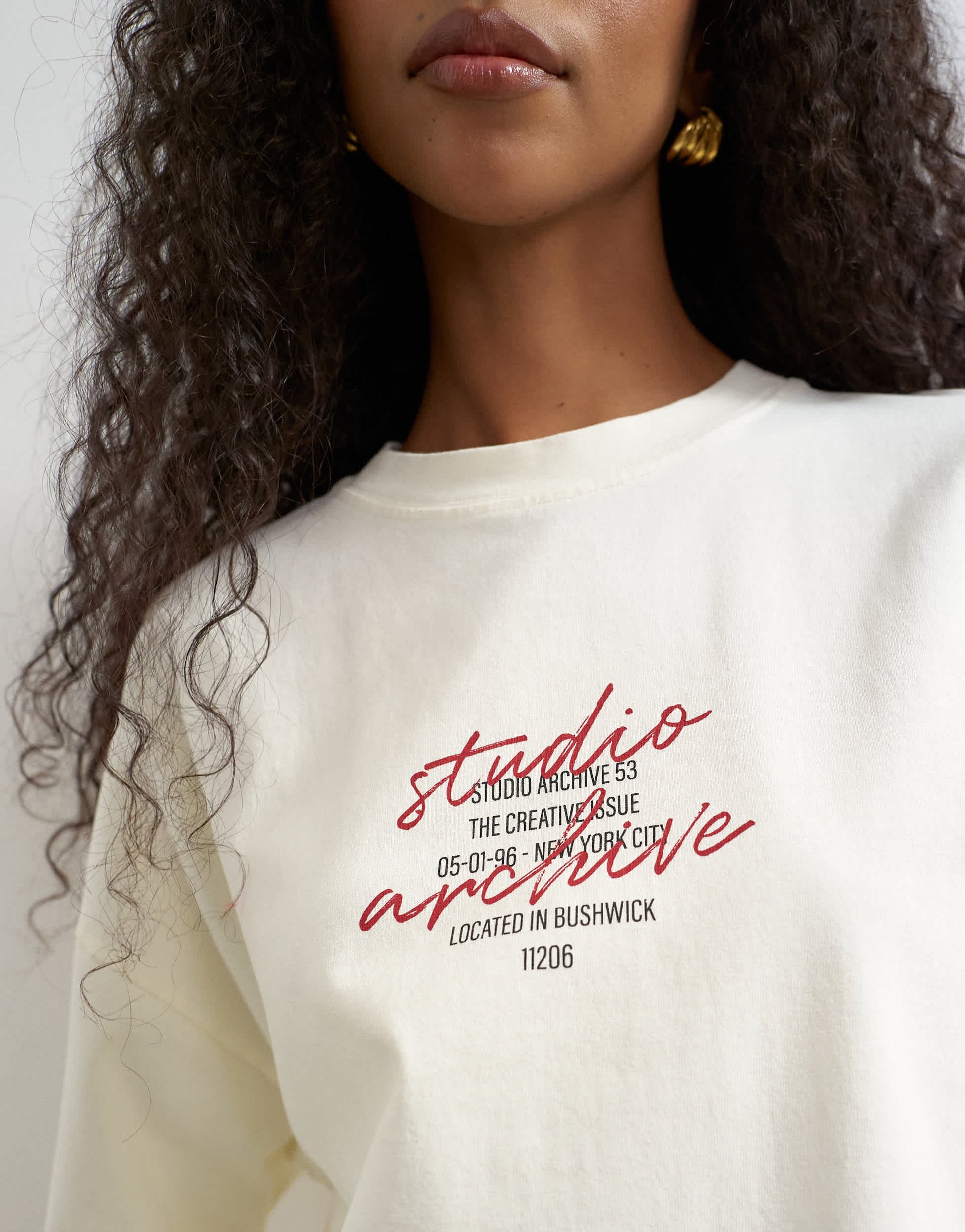 Topshop graphic oversized t shirt in ecru