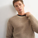 Topman classic fit plaited fisherman knit jumper in oatmeal