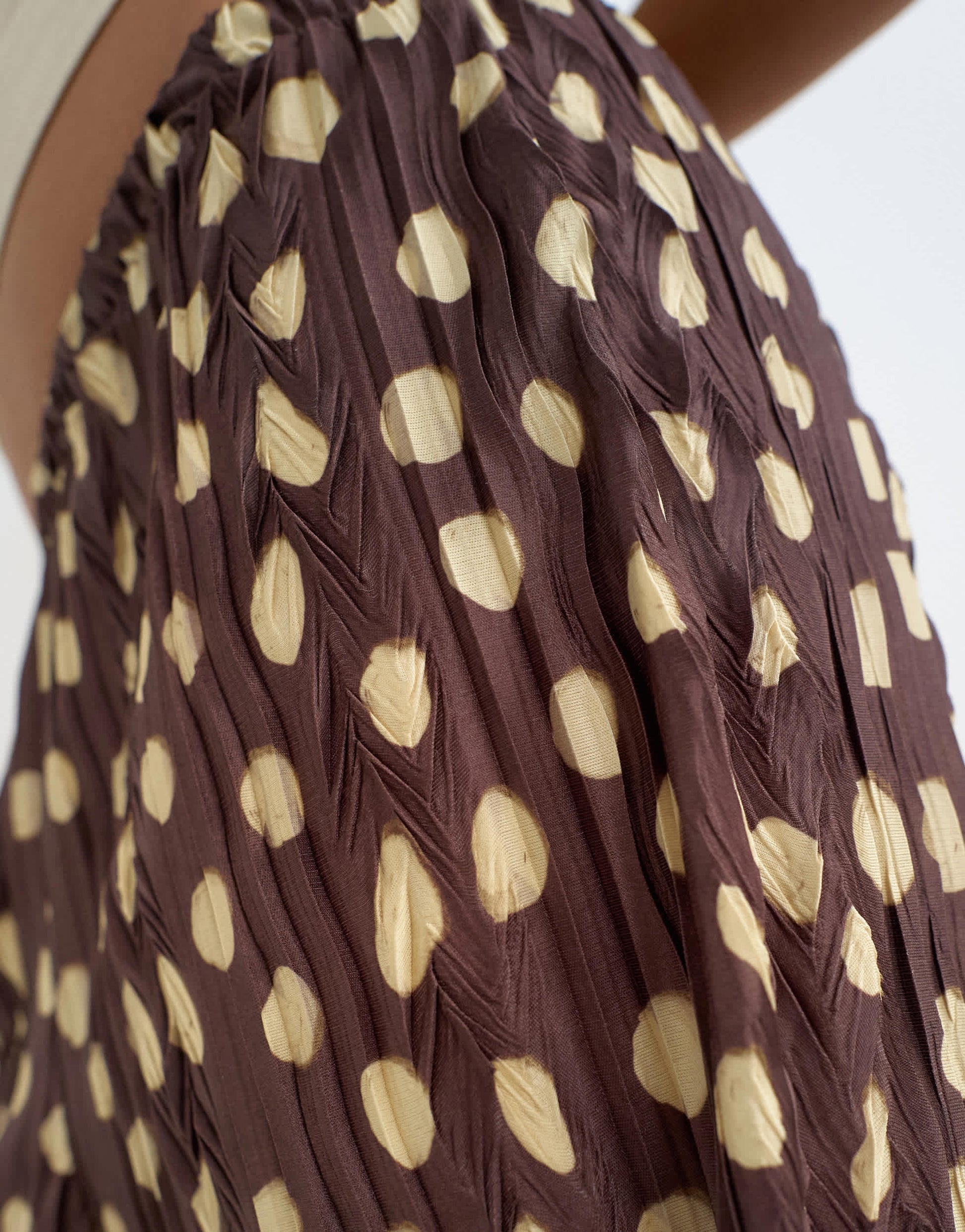 Topshop spot plisse wide leg trouser in brown