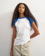 Topshop slubby colour block raglan t-shirt in blue