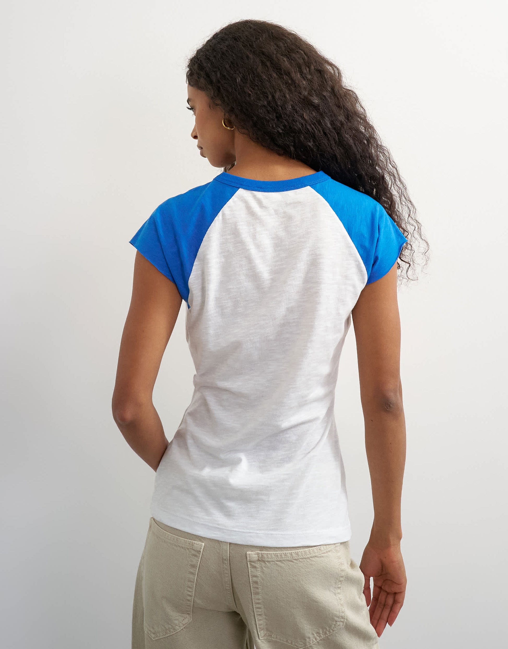 Topshop colour block raglan t-shirt in blue