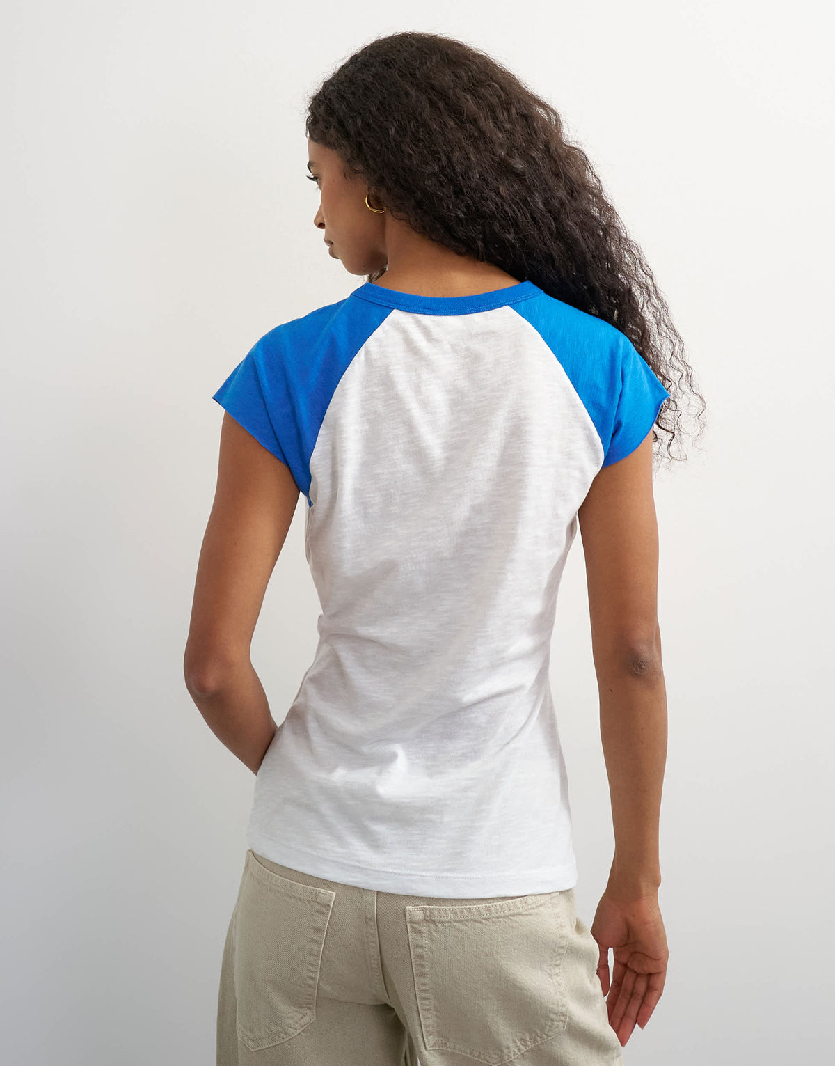 Topshop slubby colour block raglan t-shirt in blue