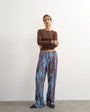 Topshop abstract plisse wide leg trouser in blue