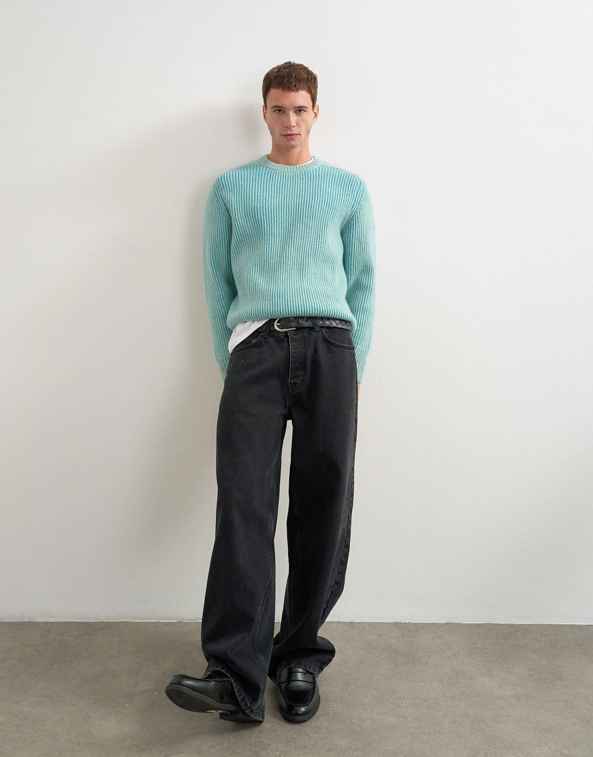 Topman classic fit plaited fisherman knit jumper in teal