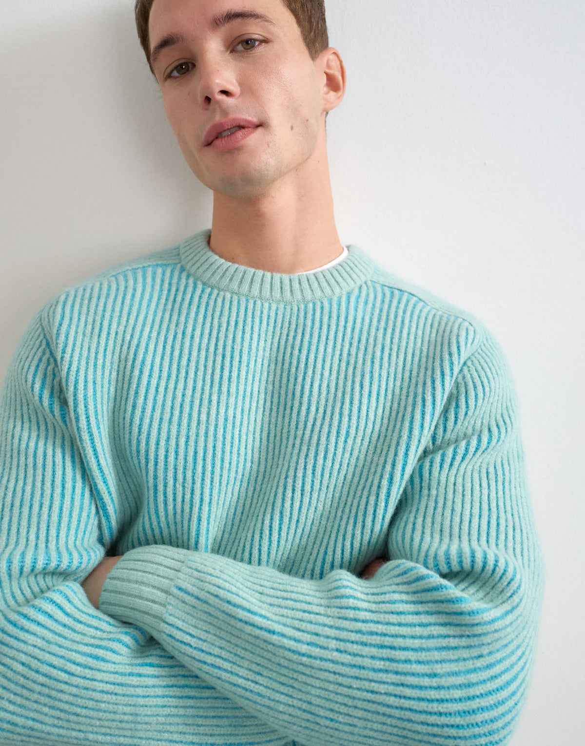 Topman classic fit plaited fisherman knit jumper in teal