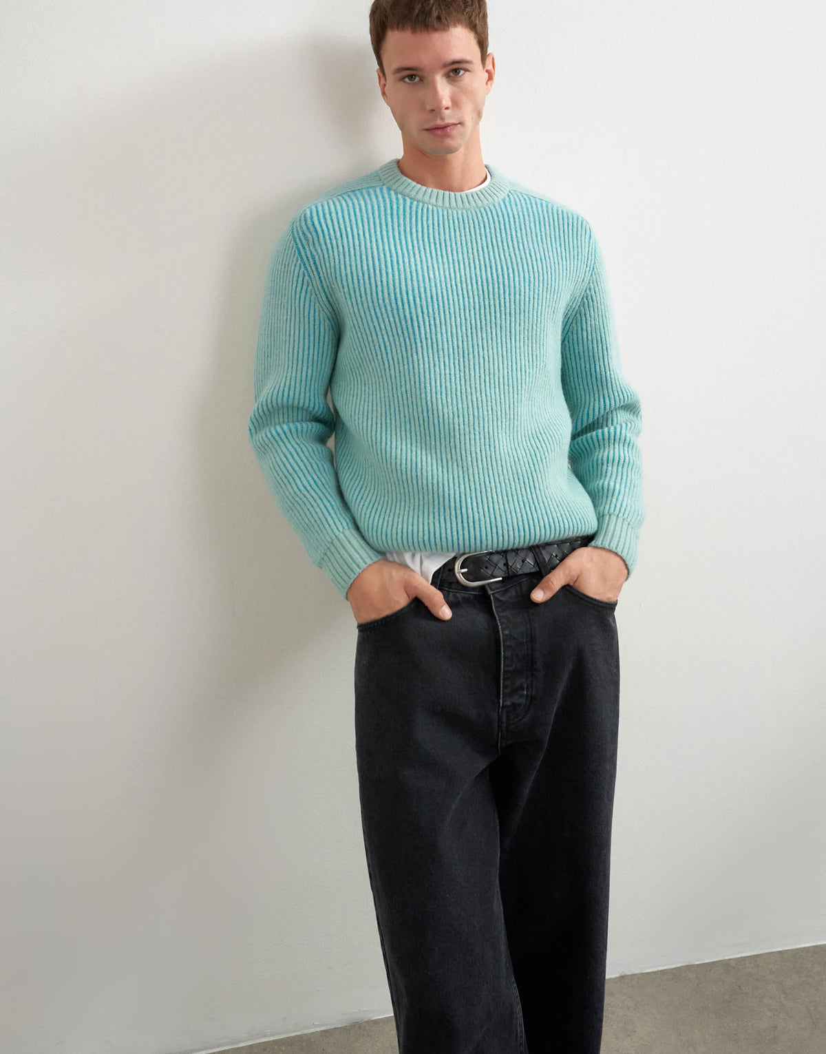 Topman classic fit plaited fisherman knit jumper in teal