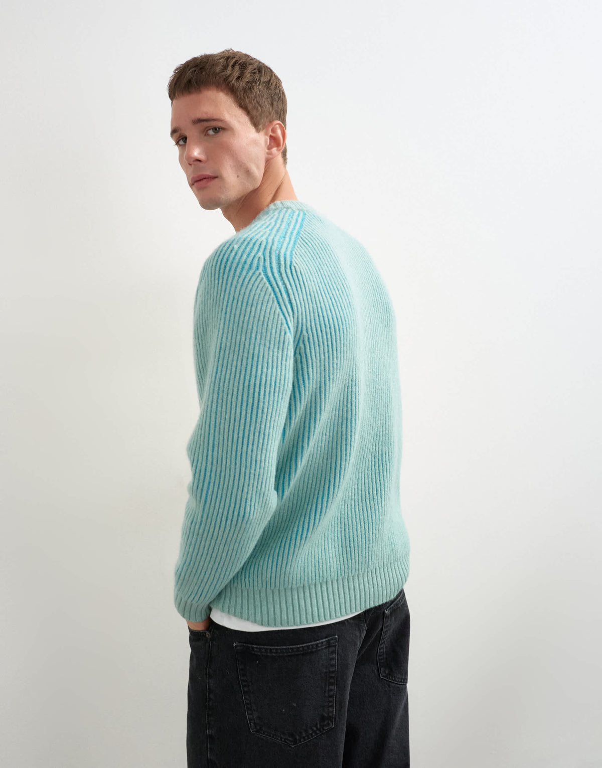 Topman classic fit plaited fisherman knit jumper in teal
