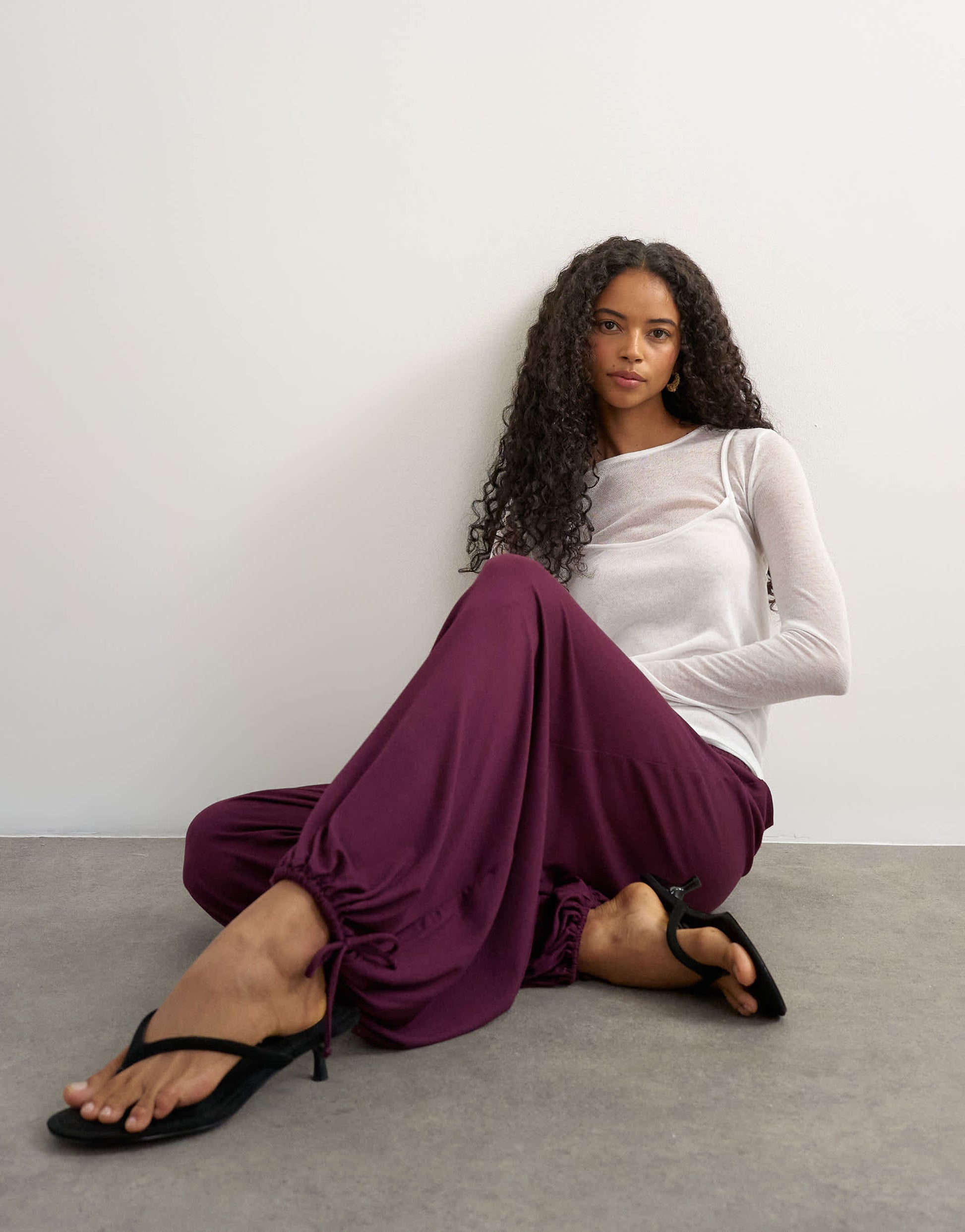 Topshop viscose jersey balloon trouser in plum